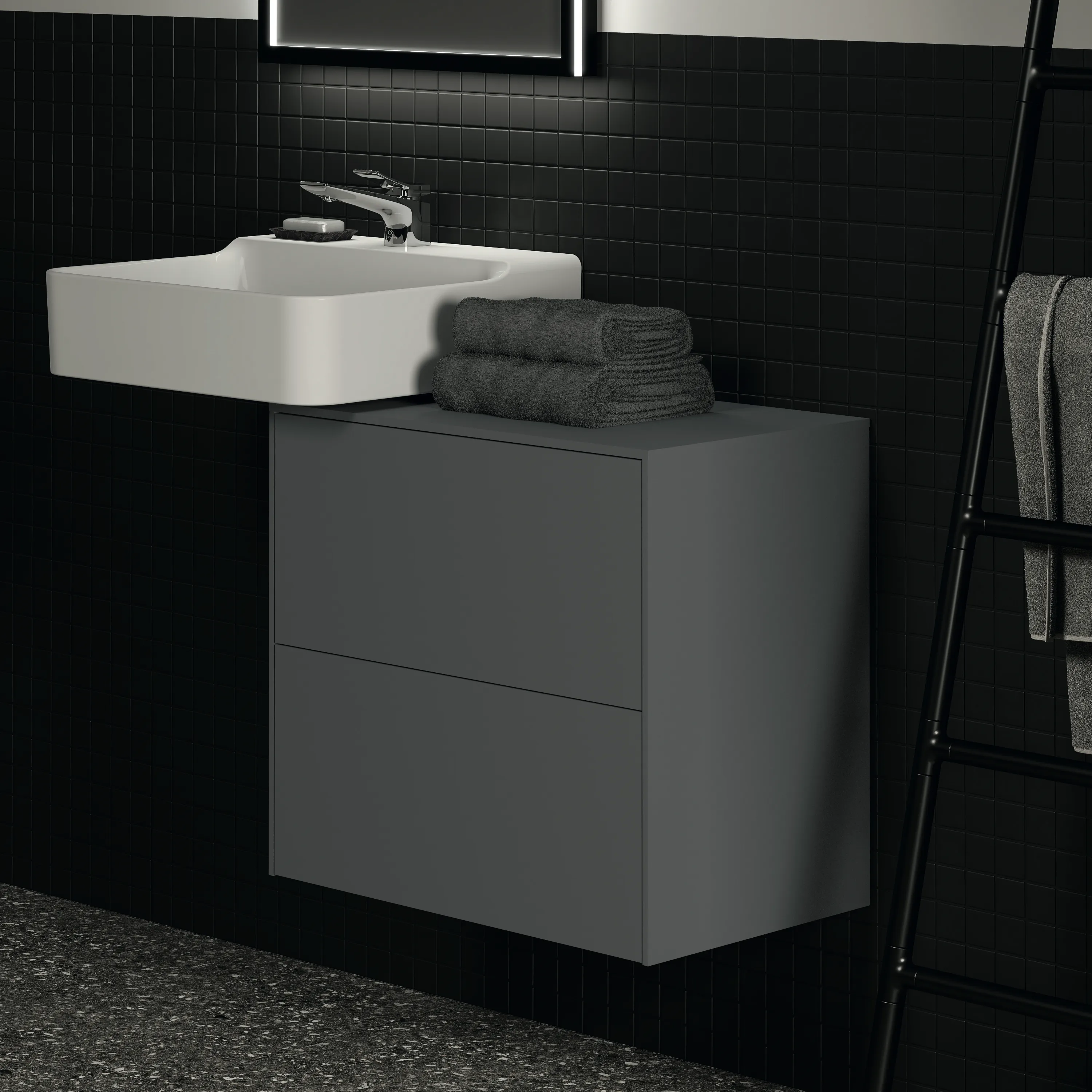 Ideal Standard Waschtischunterschrank Conca, 2 Auszüge, anthrazit Ideal Standard Waschtischunterschrank Conca, 2 Auszüge, anthrazit
