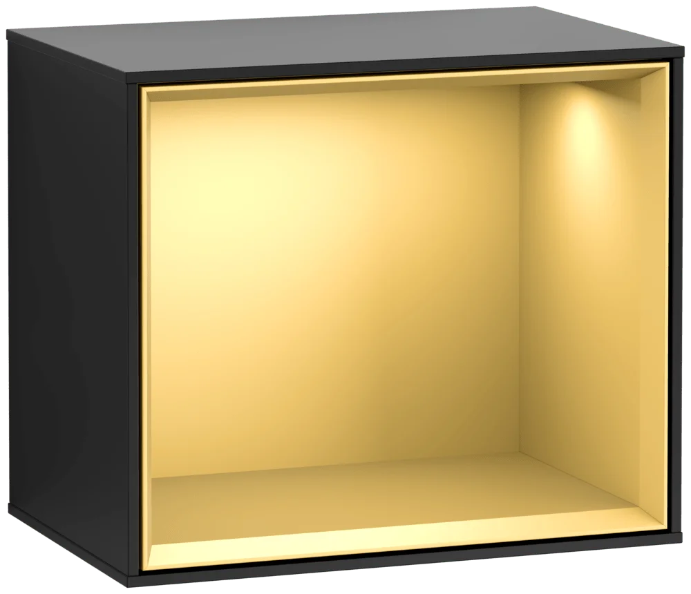 Villeroy & Boch Finion Regalmodul F58, 418 x 356 x 270 mm, mit Beleuchtung, Black Matt Lacquer / Gold Matt Lacquer