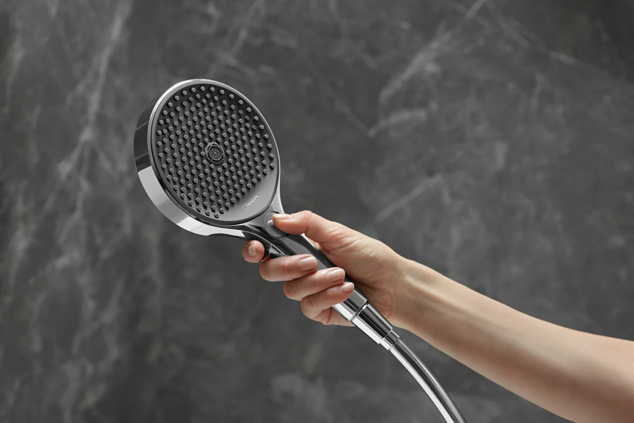 Hansgrohe Rainfinity Handbrause 130 3jet chrom | Brausekopfgröße: 132 mm | PowderRain, Intense PowderRain, MonoRain Strahlarten | QuickClean für einfache Reinigung