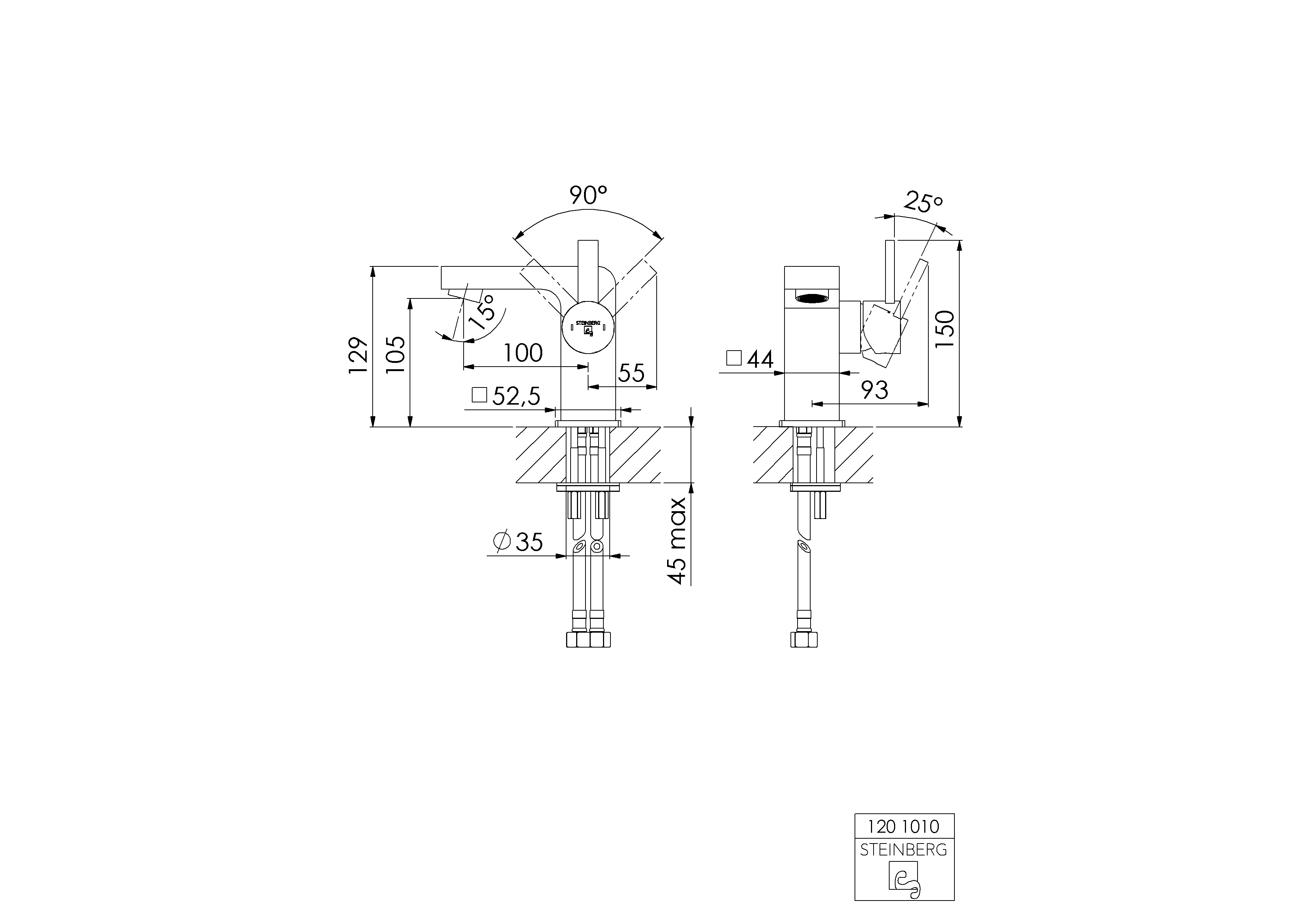 Serie 120 Waschtisch-Einhebelmischbatterie ohne Ablaufgarnitur, Ausladung: 10 cm chrom Serie 120 Waschtisch-Einhebelmischbatterie ohne Ablaufgarnitur, Ausladung: 10 cm chrom
