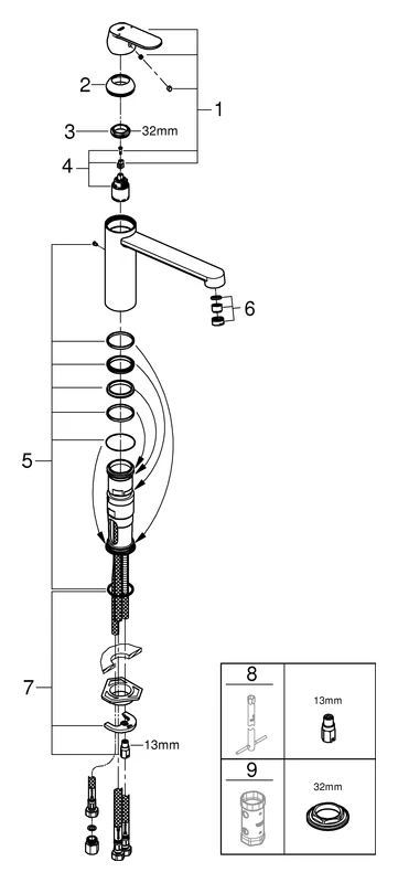 Einhand-Spültischbatterie Eurosmart Cosmopolitan 30194, mittelhoher Auslauf, Einlochmontage, Niederdruck für offene Warmwasserbereiter, chrom