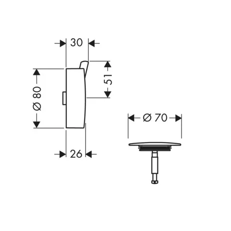 Ab-u.Überlaufgarnitur Flexaplus S F-Set (Griff u.Stopfen) chrom