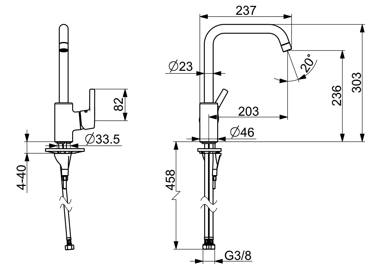 HansaPALENO Einhebelmischer Küchenarmatur Chrom 203 mm DN15