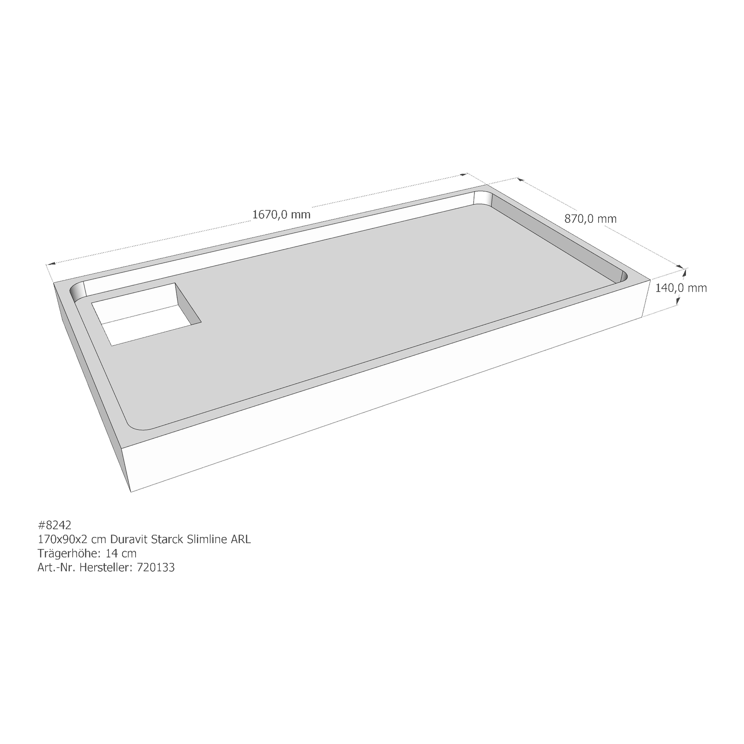 Duschwannenträger für Duravit Starck Slimline 170 × 90 × 2 cm Duschwannenträger für Duravit Starck Slimline 170 × 90 × 2 cm