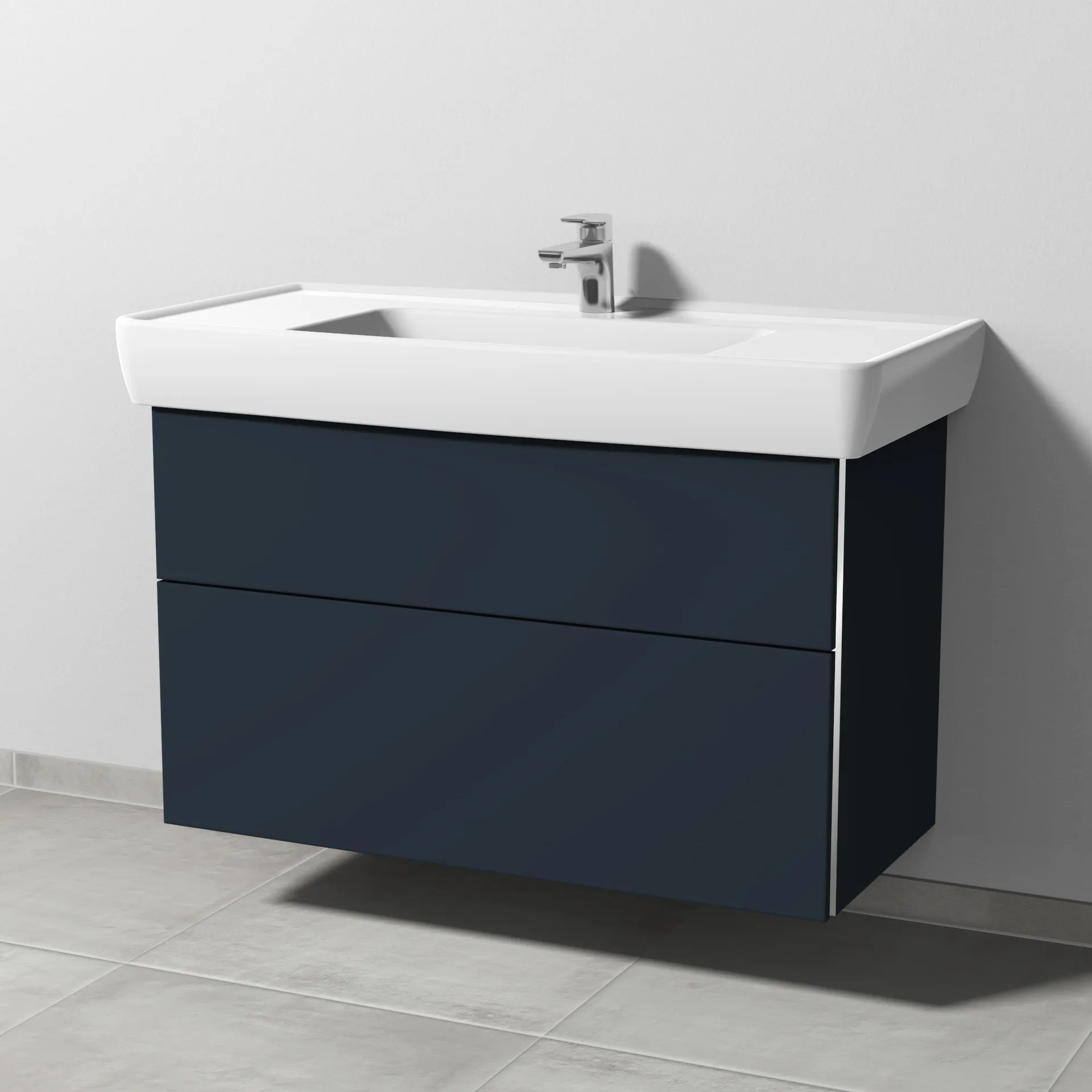 Sanipa Waschtischunterschrank „3way“ passend zu Keramik-Waschtische Pro A von Laufen 950 × 588 × 447 mm in Marine (matt)