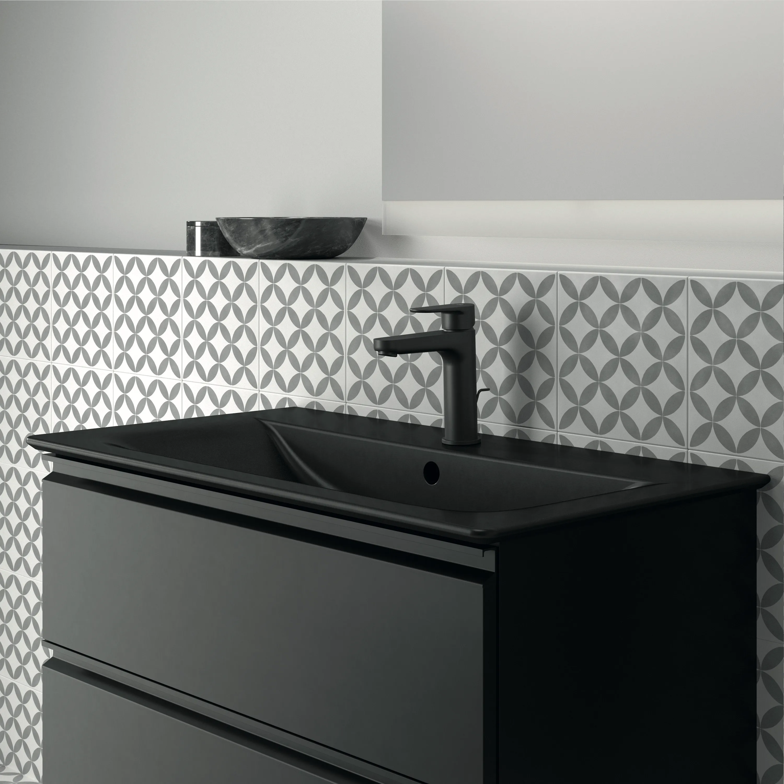 Waschbecken „ConnectAir“ 84 × 46 × 16,5 cm, Hahnlochposition mittig in Schwarz Matt Waschbecken „ConnectAir“ 84 × 46 × 16,5 cm, Hahnlochposition mittig in Schwarz Matt