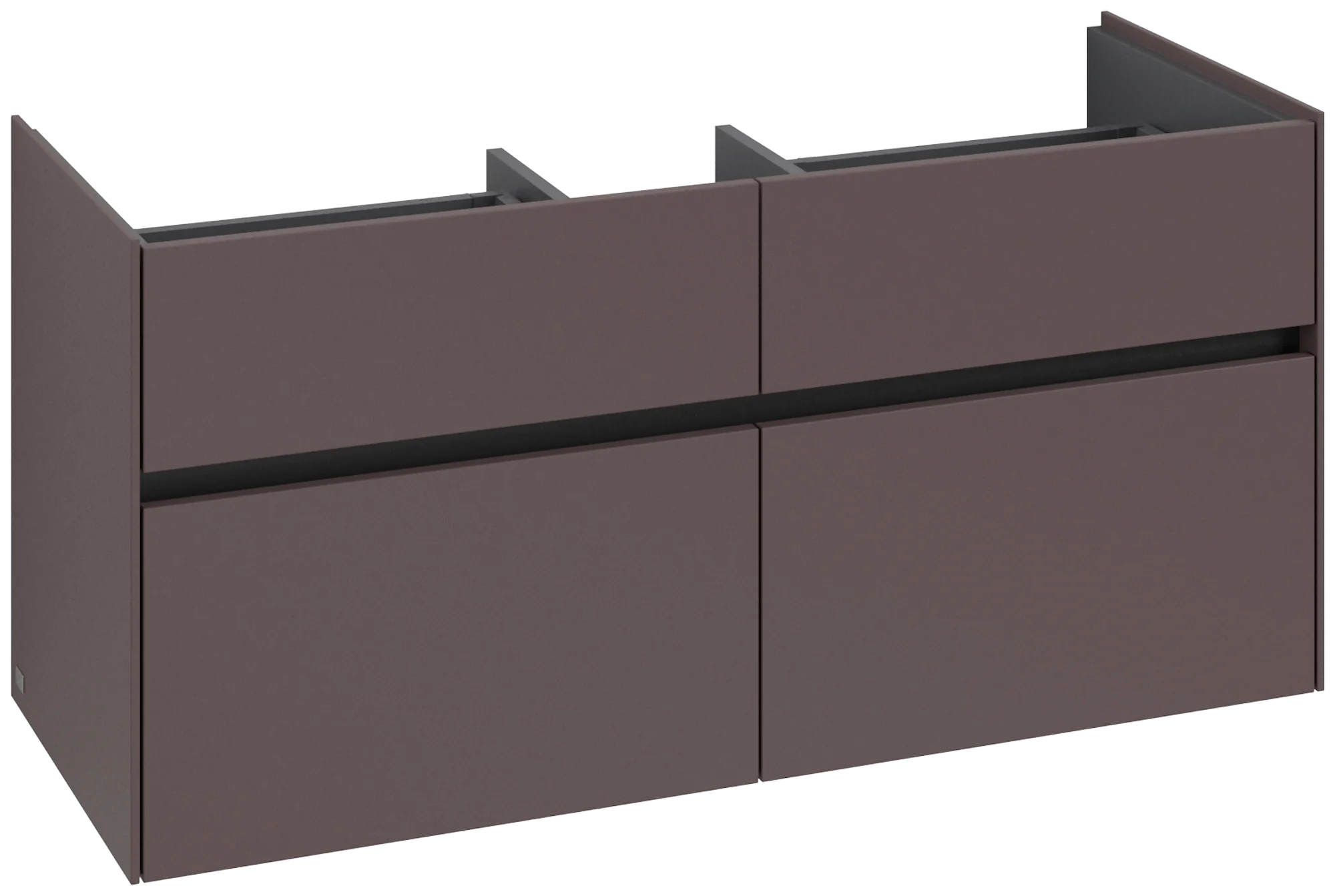 Villeroy & Boch Waschbeckenunterschrank Collaro C01200, Eckig Dark Berry, 4 Auszüge, 1154x546x444mm, mittige Wanneneinbauposition