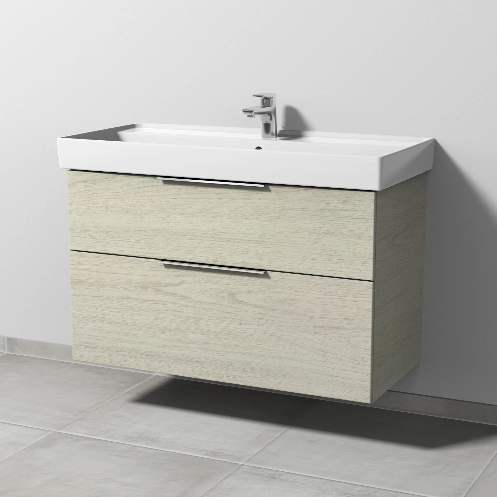Sanipa Waschtischunterschrank „3way“ passend zu Keramik-Waschtische Collaro von Villeroy & Boch 950 × 588 × 447 mm in White Oak