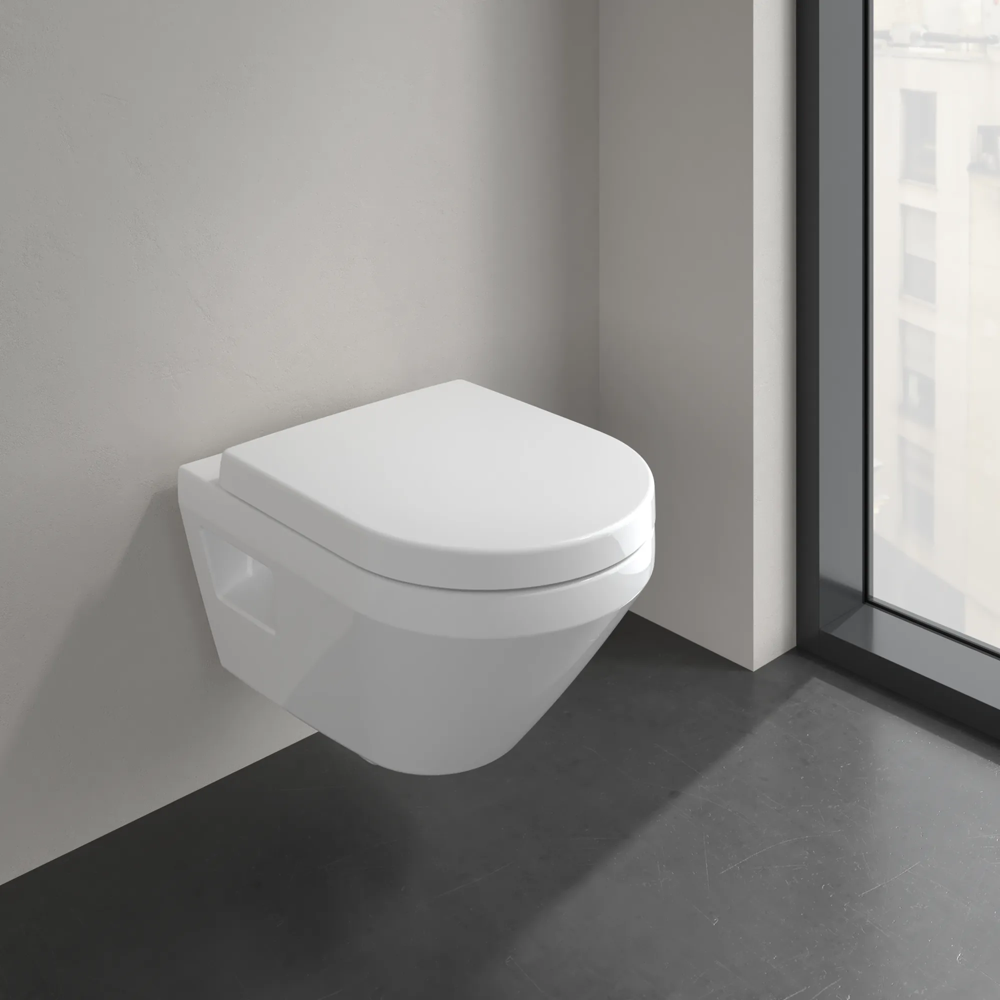 Villeroy & Boch Tiefspül-WC Architectura, spülrandlos, wandhängend, Weiß Alpin AntiBac CeramicPlus, 370 x 530 mm, Höhe 350 mm Villeroy & Boch Tiefspül-WC Architectura, spülrandlos, wandhängend, Weiß Alpin AntiBac CeramicPlus, 370 x 530 mm, Höhe 350 mm