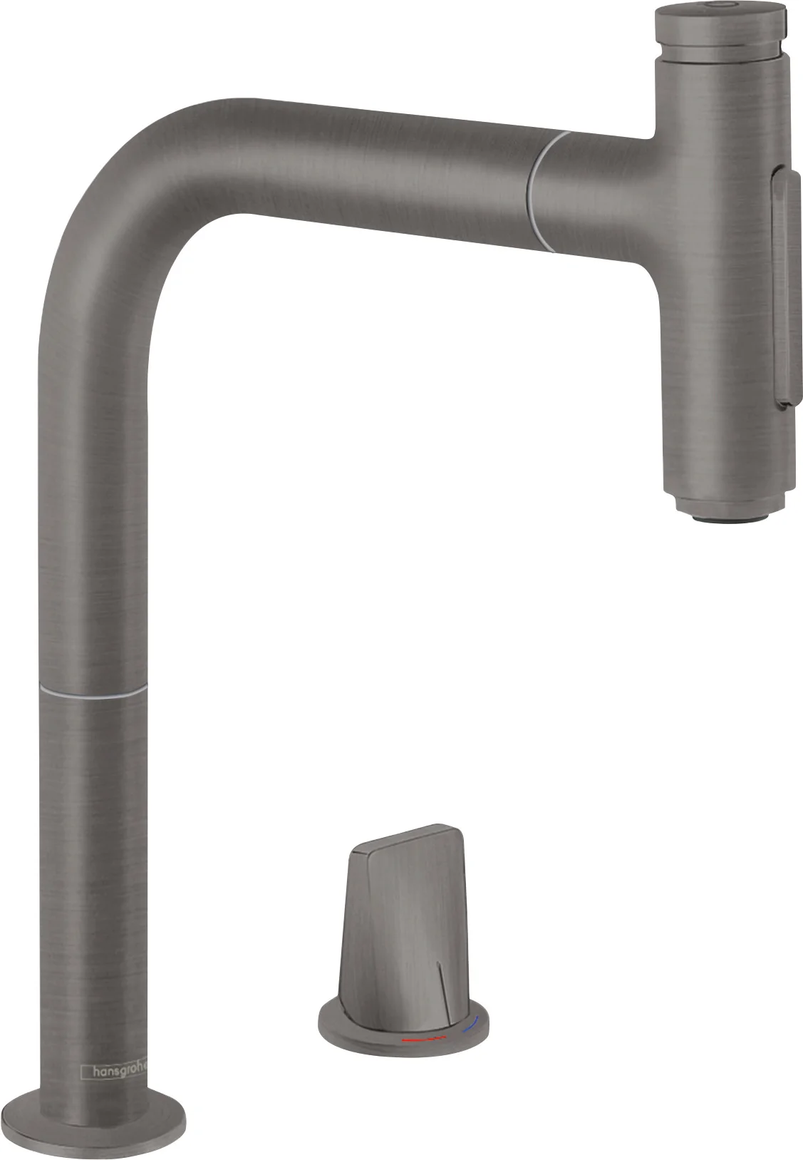 Hansgrohe Metris Select M71 2-Loch Einhebel-Küchenmischer mit Ausziehbrause 2jet sBox BBC, Brushed Black Chrome, ComfortZone 200, Schwenkbereich 110° oder 150°, max. Durchfluss 8 l/min