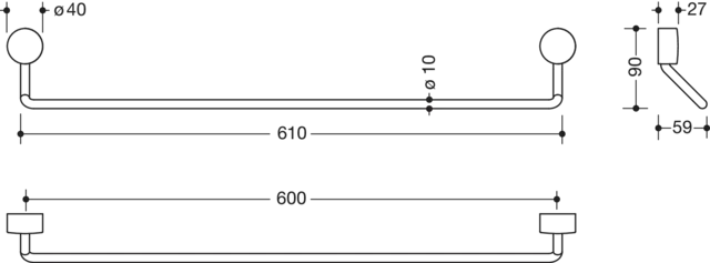 HEWI Handtuchhalter „System 815“ 64 × 9 × 5,5 cm HEWI Handtuchhalter „System 815“ 64 × 9 × 5,5 cm