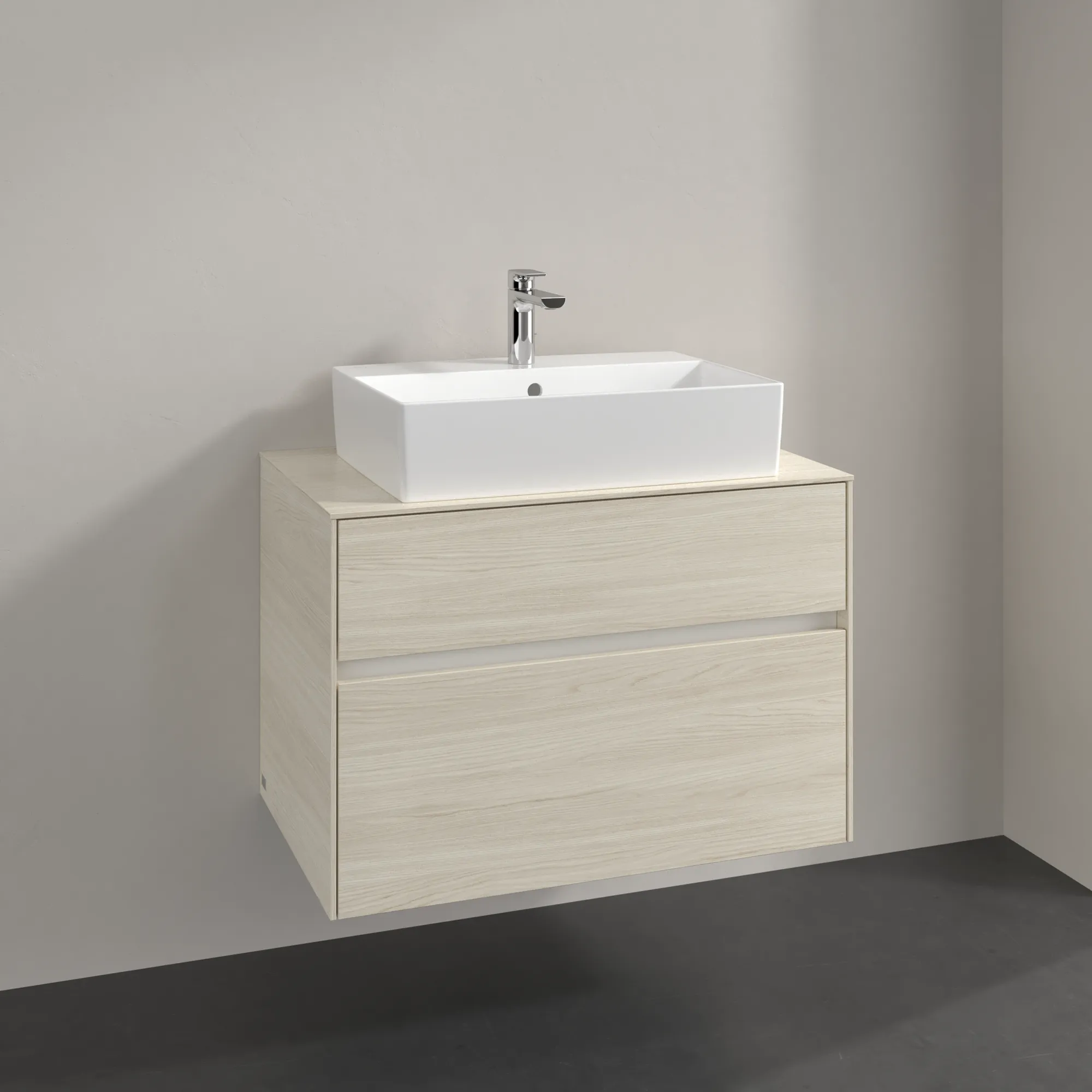 Villeroy & Boch Waschbeckenunterschrank Collaro, eckig, White Oak, 800 x 548 x 500 mm, mit Absenkautomatik