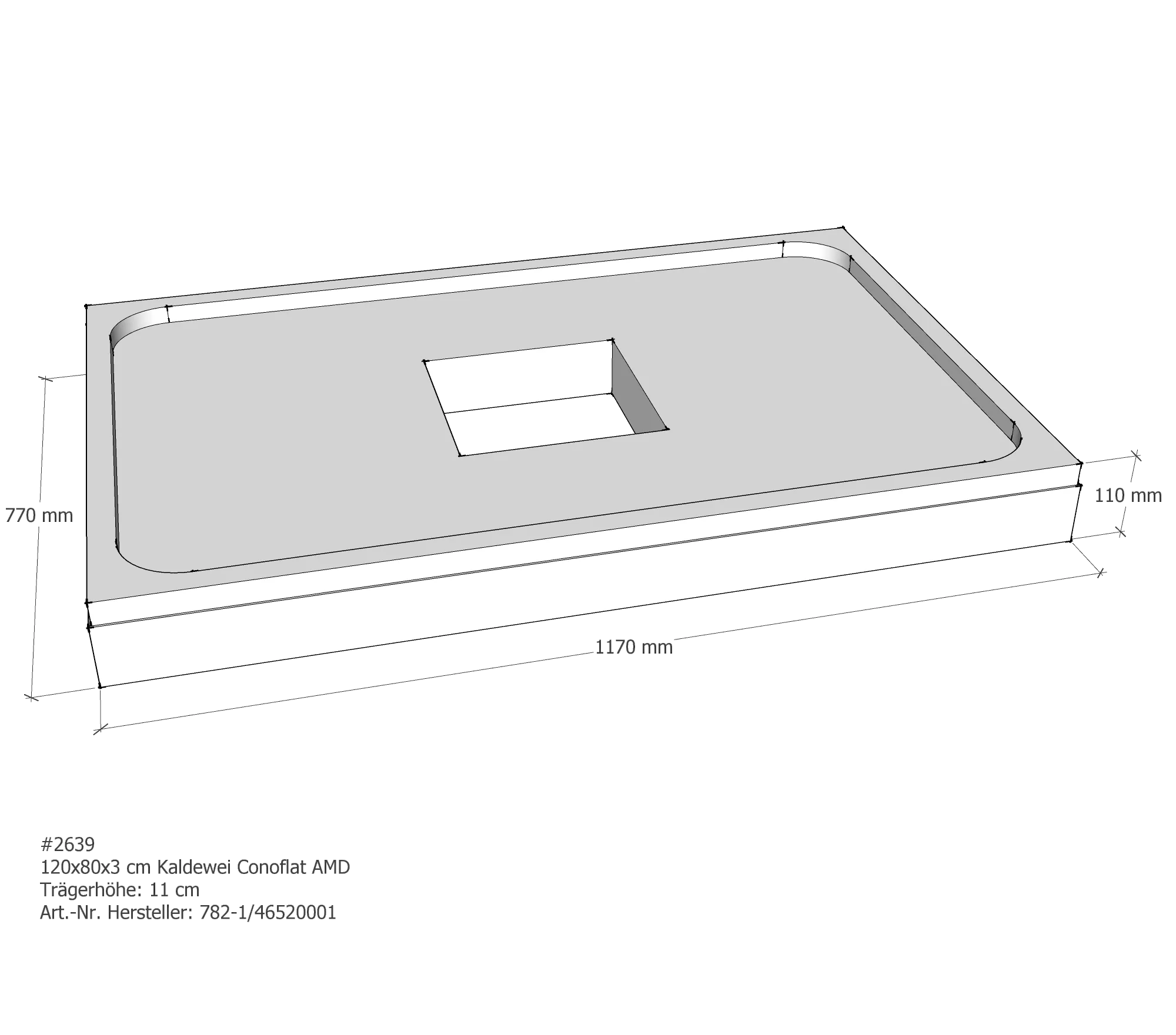 Duschwannenträger für Kaldewei Conoflat 120 × 80 × 2,3 cm Breite: 80 cm / Länge: 120 cm