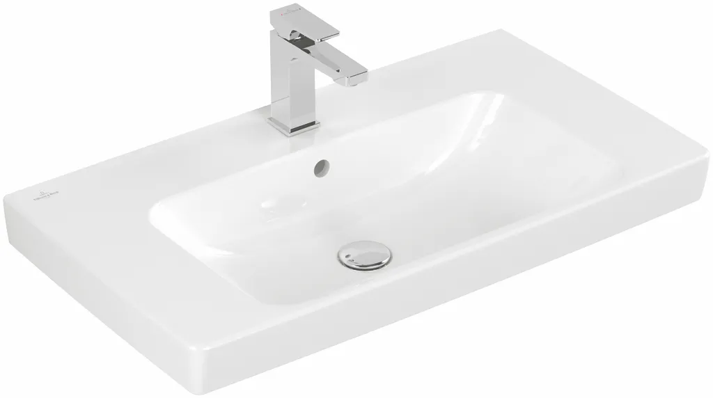 Villeroy & Boch Waschbecken „Architectura“ 800 × 455 × 165 mm, ohne Hahnlochbohrung, für Becken mittig in Weiß Alpin Villeroy & Boch Waschbecken „Architectura“ 800 × 455 × 165 mm, ohne Hahnlochbohrung, für Becken mittig in Weiß Alpin
