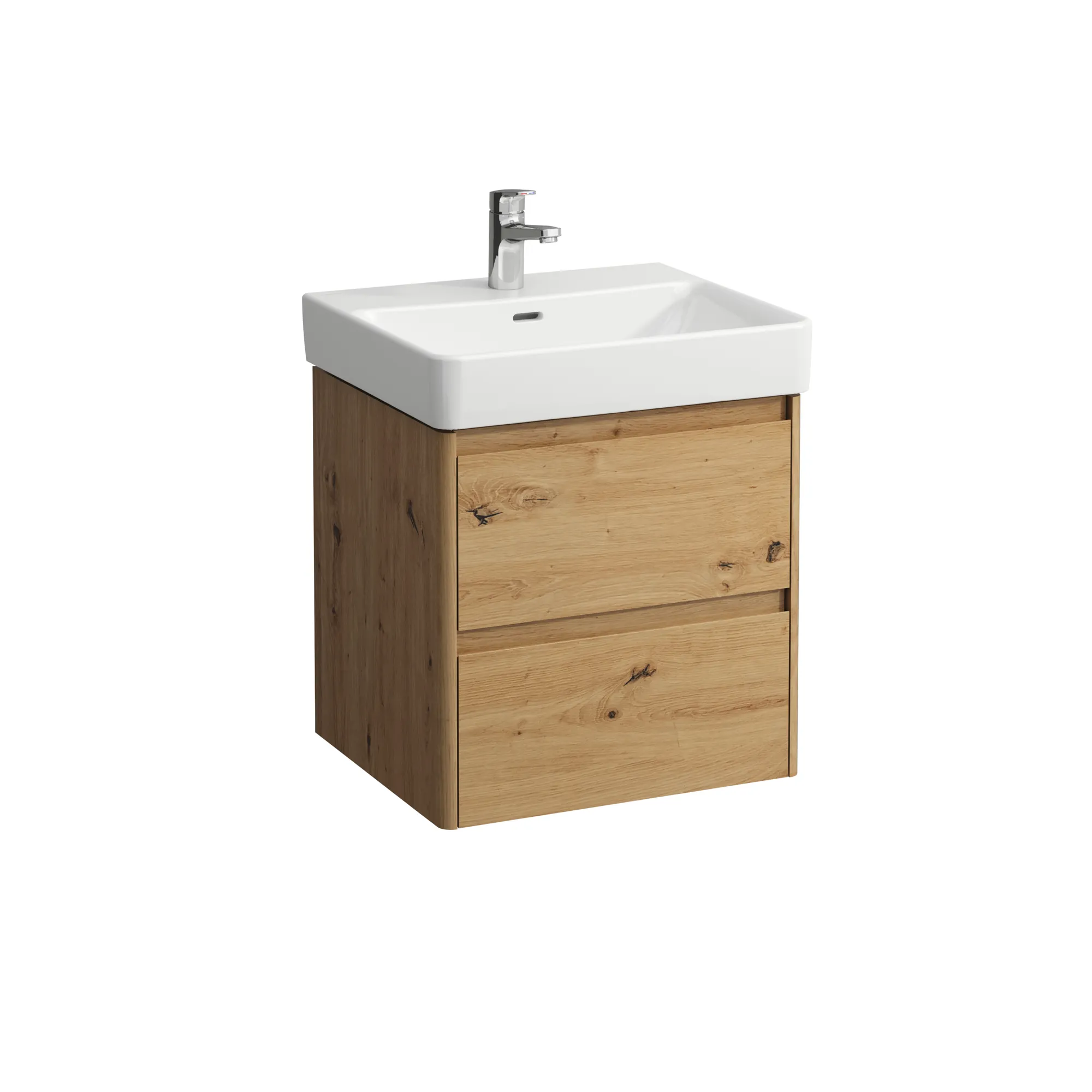 Waschtischunterbau BASE 2.0 für PRO S 446x521x515 2 Schubladen mit Griffmulde für Waschtisch H810962 weiß matt