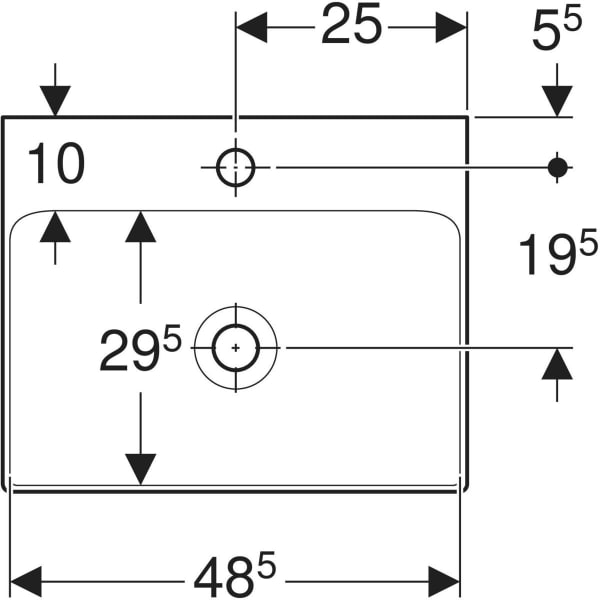 Wandwaschtisch „One“, rechteckig, Hahnlochposition mittig 50 × 41 cm in weiß mit KeraTect®