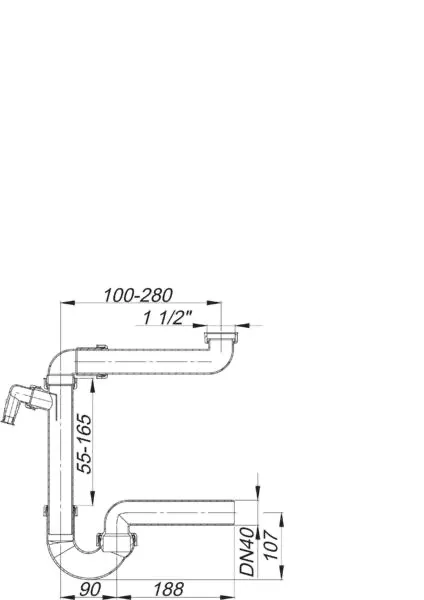Raumspar-Siphon 121, 1 1/2″ x DN 40