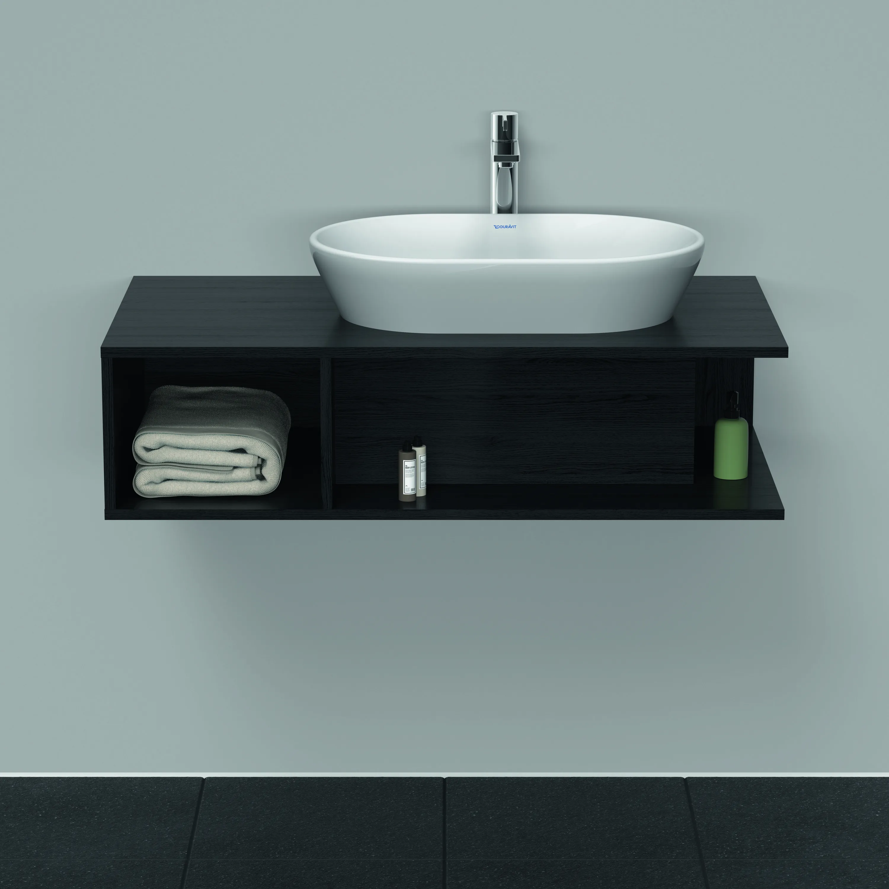 Duravit Waschtischunterschrank wandhängend „D-Neo“ 100 × 26 × 55 cm Eiche Schwarz