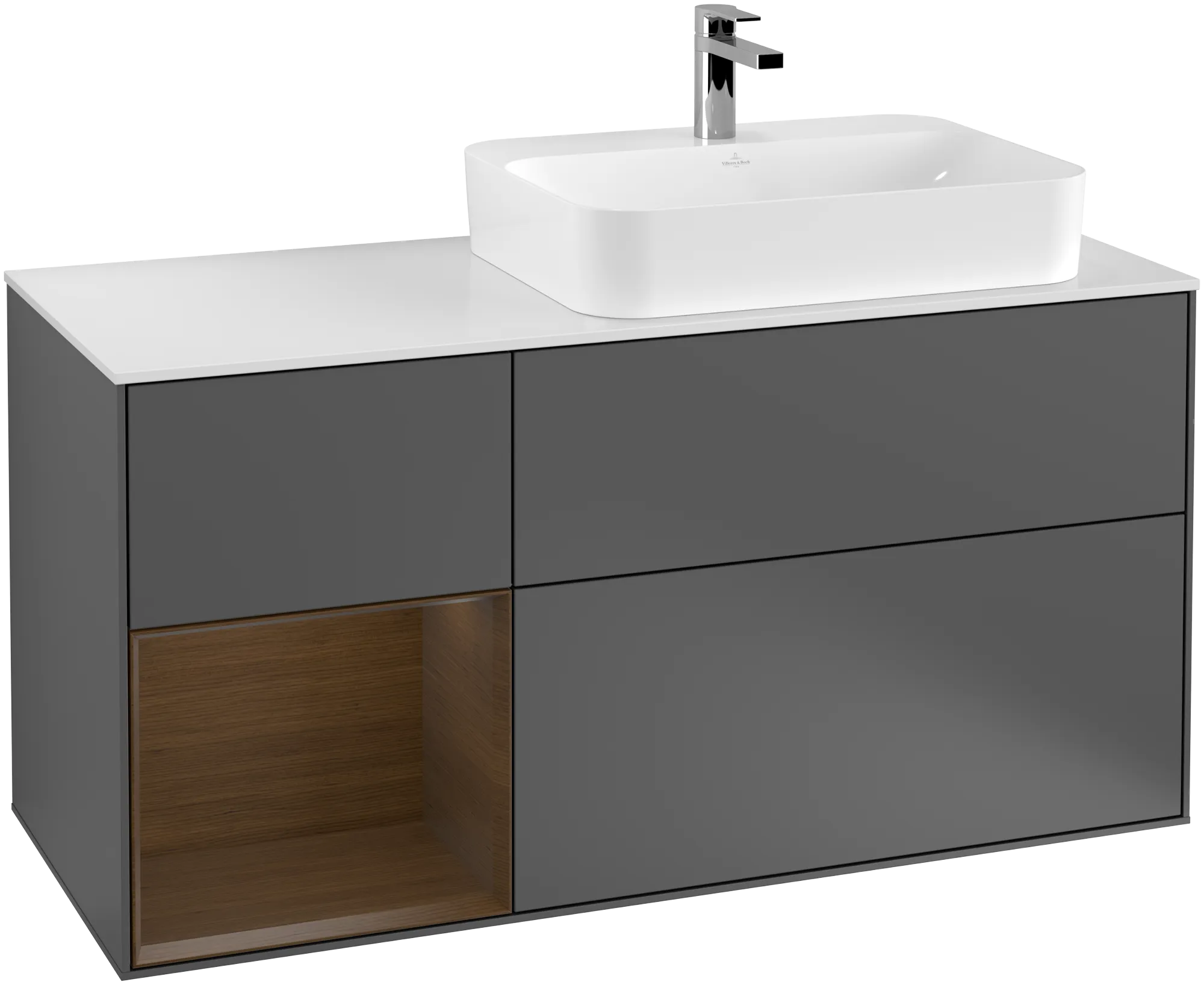 Villeroy & Boch Finion Waschbeckenunterschrank G39 1200x603x501mm Anthrazit/Eiche Weiss