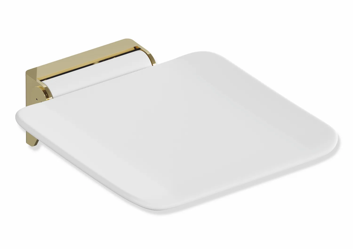 Klappsitz des Systems 900, Wandkonsole aus Edelstahl, PVD, Sitzfläche aus strukturiertem Kunststoff, weiß, Sitzfläche 350 mm breit, 340 mm tief, in Farbe CK (Messing glänzend) Klappsitz des Systems 900, Wandkonsole aus Edelstahl, PVD, Sitzfläche aus strukturiertem Kunststoff, weiß, Sitzfläche 350 mm breit, 340 mm tief, in Farbe CK (Messing glänzend)