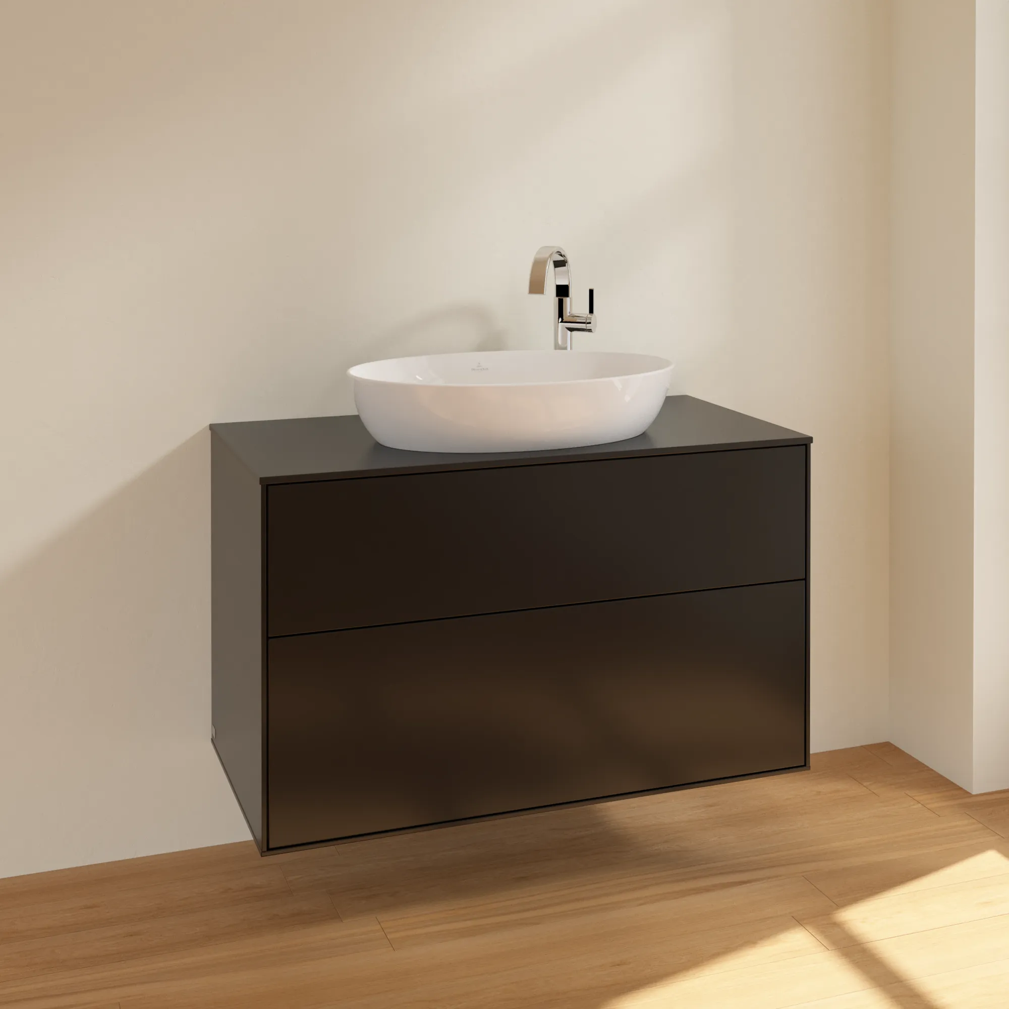 Villeroy & Boch Waschbeckenunterschrank Finion F88, 1000x603x501 mm, Black Matt Lacquer, mit SoftClosing und Push-to-open Funktion Villeroy & Boch Waschbeckenunterschrank Finion F88, 1000x603x501 mm, Black Matt Lacquer, mit SoftClosing und Push-to-open Funktion