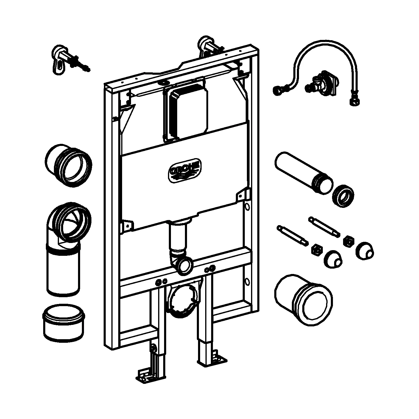 Wand-WC-Element Rapid SL 38994, mit Spülkasten 80 mm, 1,13 m Bauhöhe, Elementbreite 0,62 m, für Vorwand- oder Ständerwandmontage, mit Wandwinkeln Wand-WC-Element Rapid SL 38994, mit Spülkasten 80 mm, 1,13 m Bauhöhe, Elementbreite 0,62 m, für Vorwand- oder Ständerwandmontage, mit Wandwinkeln