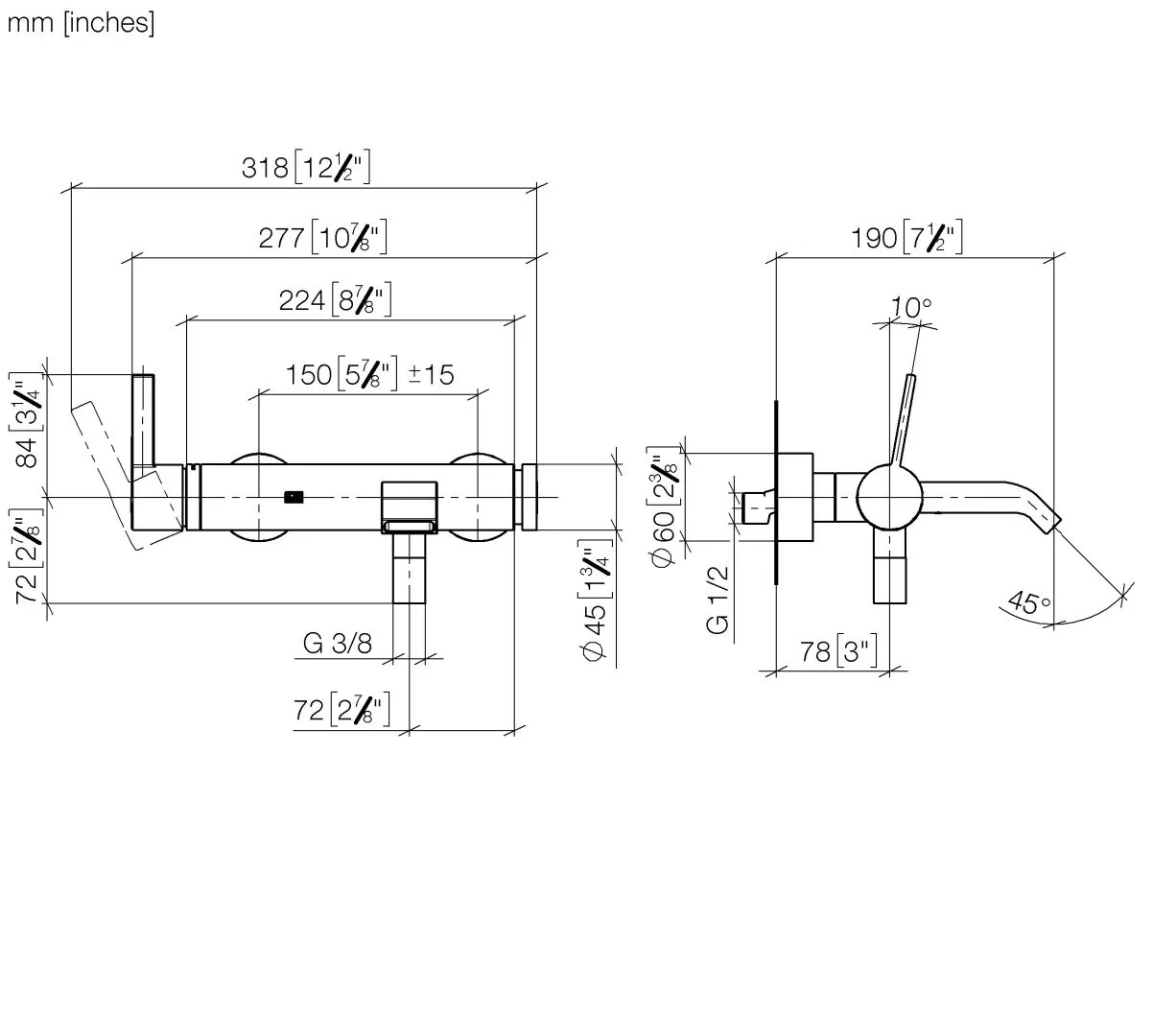 Wannen-Einhandbatterie für Wandmontage ohne Garnitur IMO Chrom 33200671 Wannen-Einhandbatterie für Wandmontage ohne Garnitur IMO Chrom 33200671