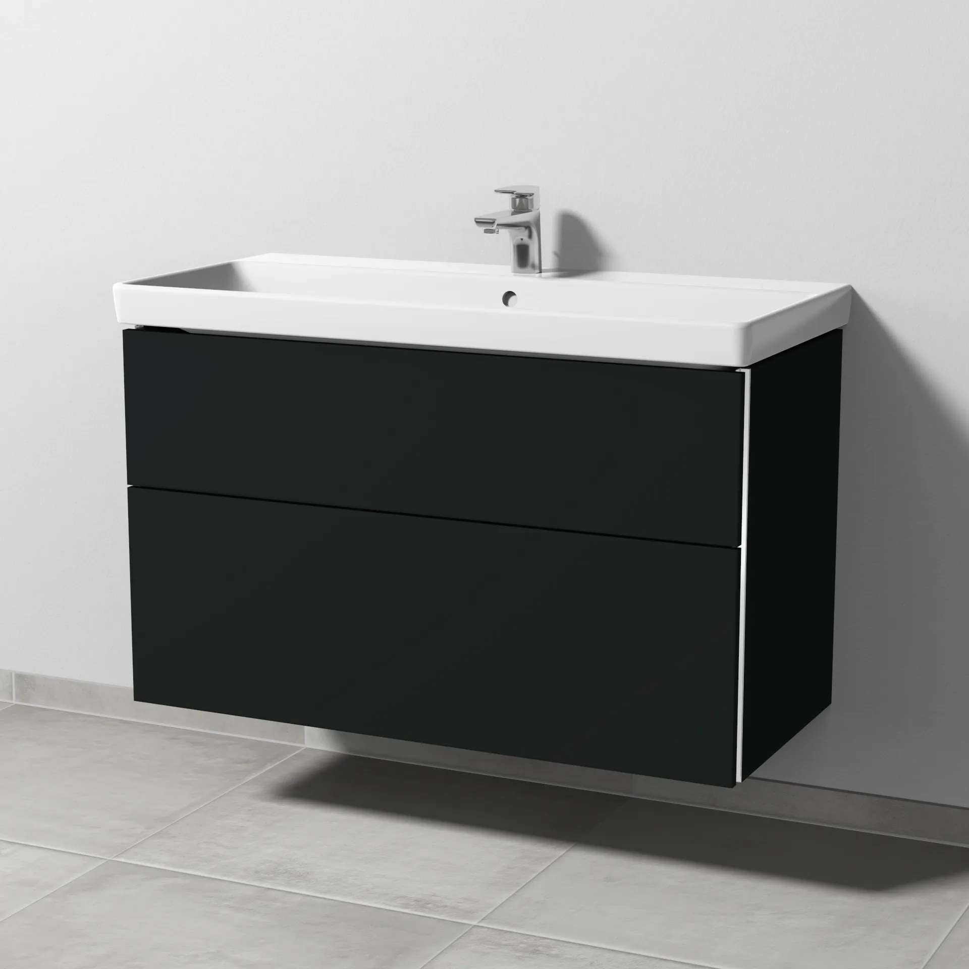 Sanipa Waschtischunterschrank „3way“ passend zu Keramik-Waschtische Avento von Villeroy & Boch 976 × 580 × 452 mm in Vulkan (matt)
