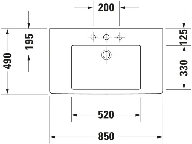 Wandwaschtisch „Vero“, mit Überlauf, Hahnlochposition mittig Wandwaschtisch „Vero“, mit Überlauf, Hahnlochposition mittig