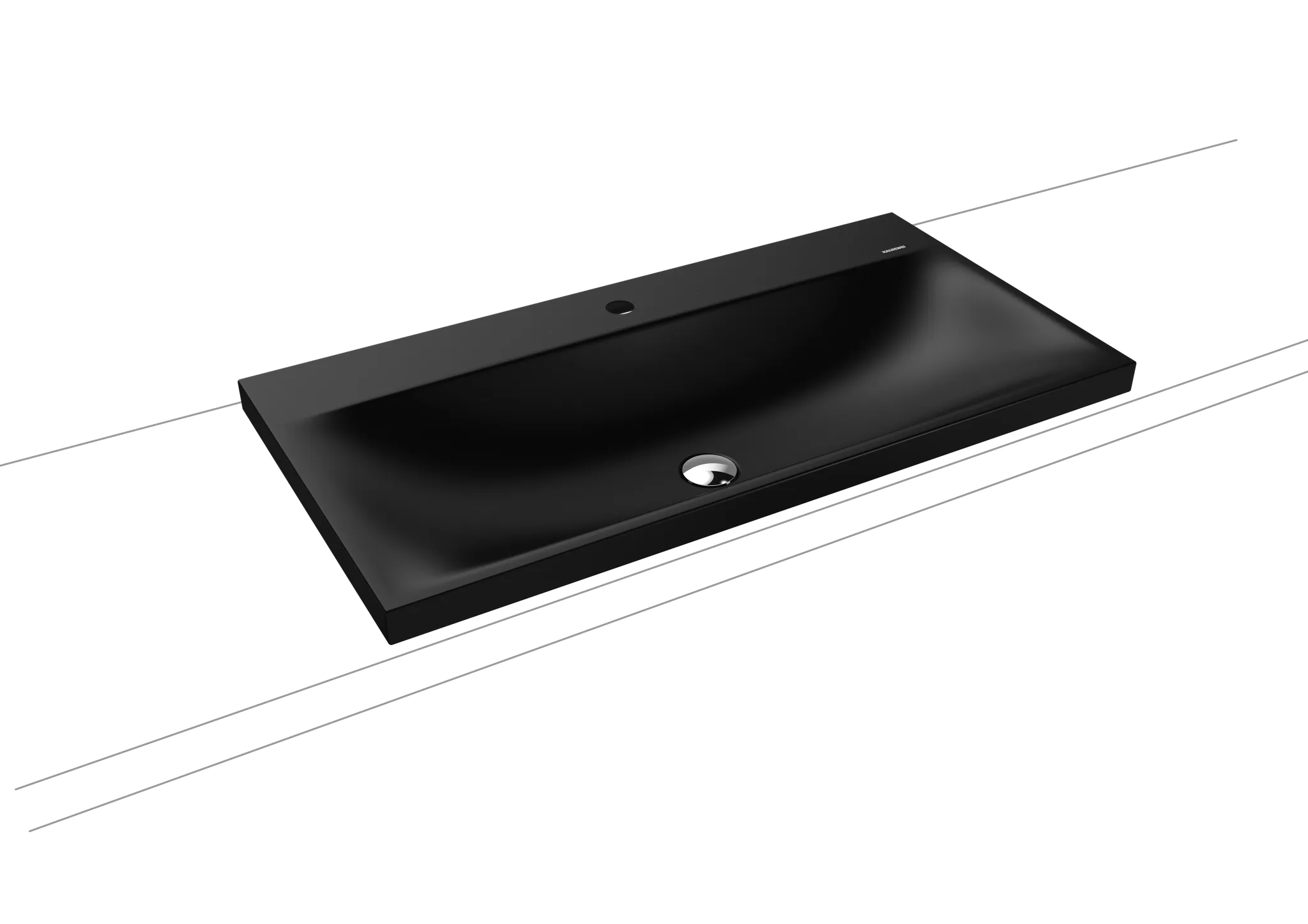 Aufsatzwaschtisch „Silenio“ 90 × 46 cm, ohne Hahnlochbohrung in schwarz matt, mit Perl-Effekt Aufsatzwaschtisch „Silenio“ 90 × 46 cm, ohne Hahnlochbohrung in schwarz matt, mit Perl-Effekt