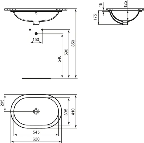 Waschbecken „Connect“ 62 × 41 × 17,5 cm Waschbecken „Connect“ 62 × 41 × 17,5 cm