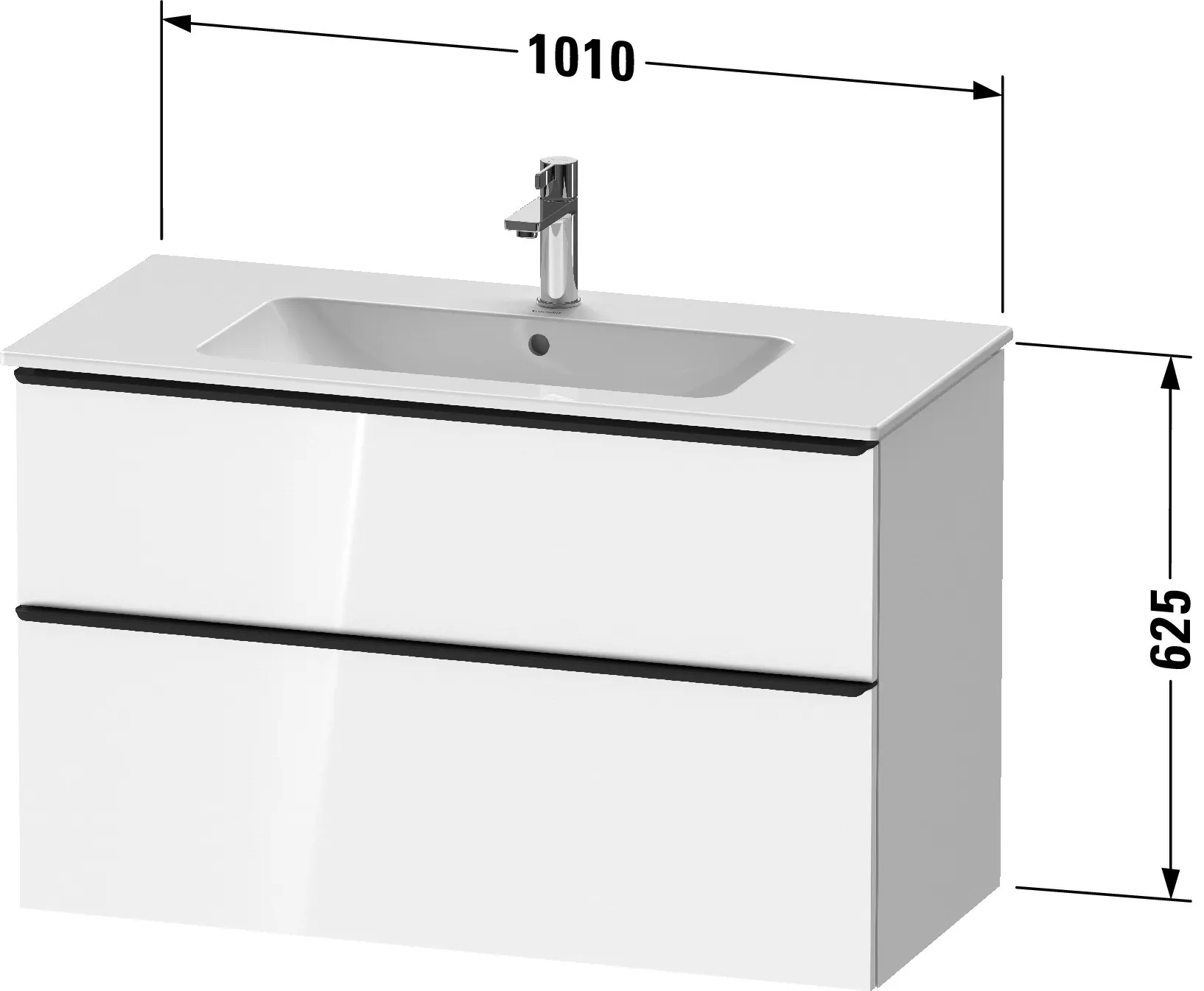 Duravit Waschtischunterschrank wandhängend „D-Neo“ 101 × 62,5 × 46,2 cm Basalt Matt