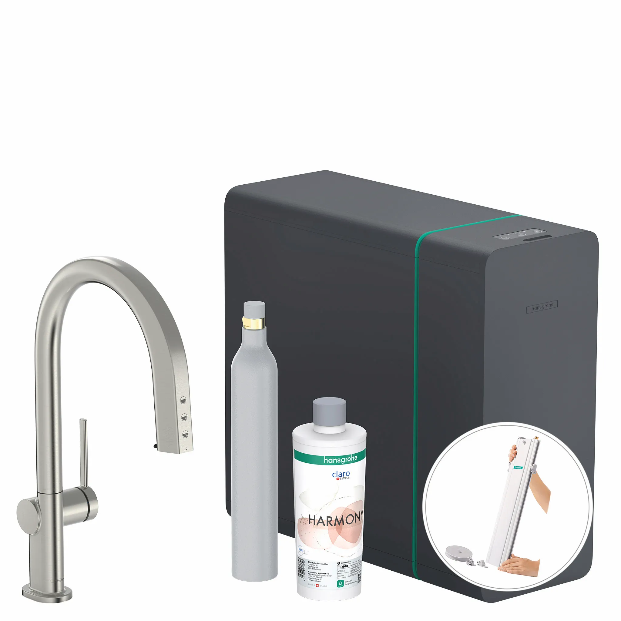 Hansgrohe Aqittura M91 SodaSystem 210 Auszieharm mit sBox, Edelstahl, Hahnlochbohrung 35 mm, max. Auszugslänge 76 cm Hansgrohe Aqittura M91 SodaSystem 210 Auszieharm mit sBox, Edelstahl, Hahnlochbohrung 35 mm, max. Auszugslänge 76 cm