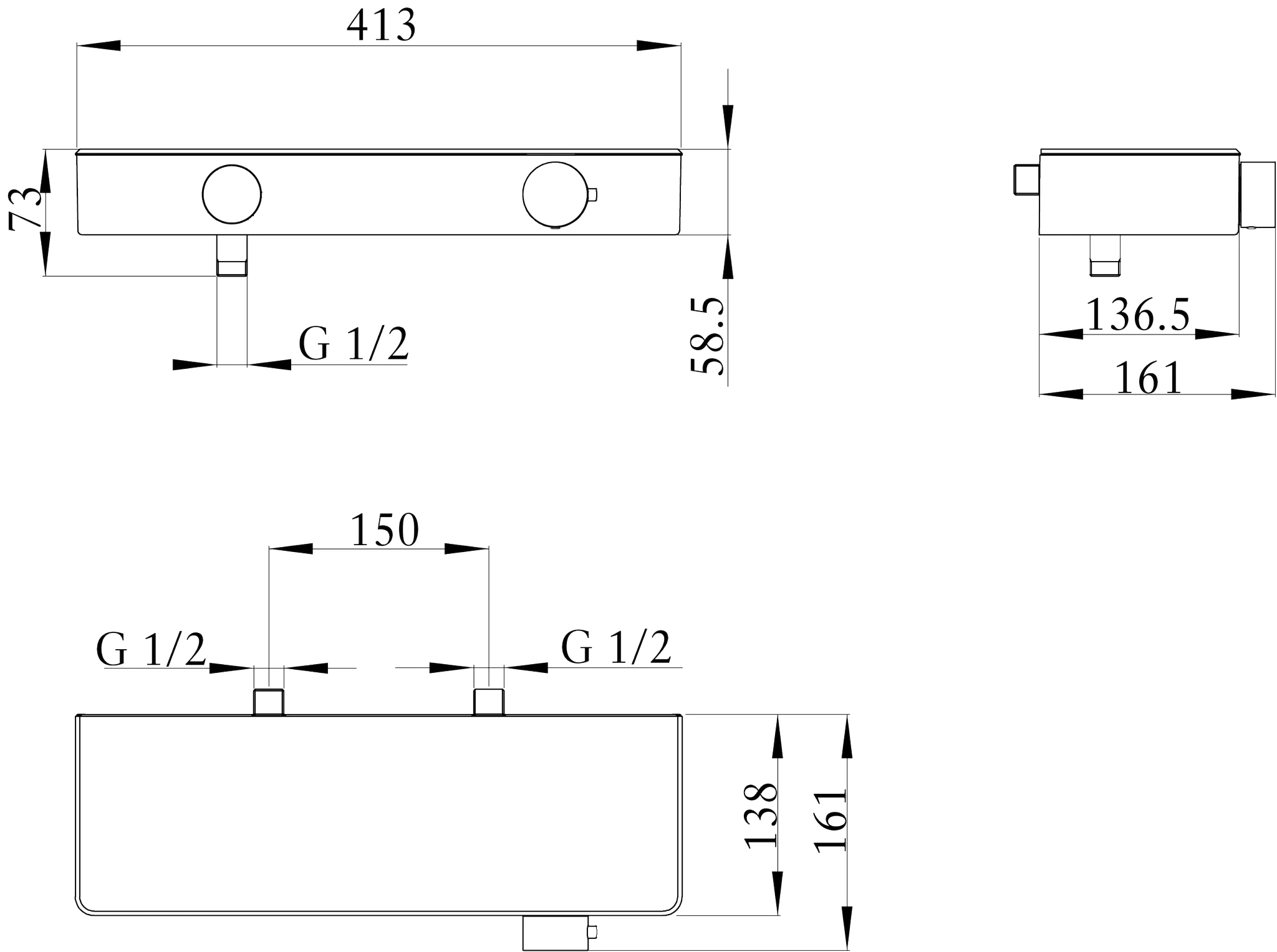Villeroy & Boch Infinity Showers Duschthermostat TVS110007000, 210x150x495mm, Chrom