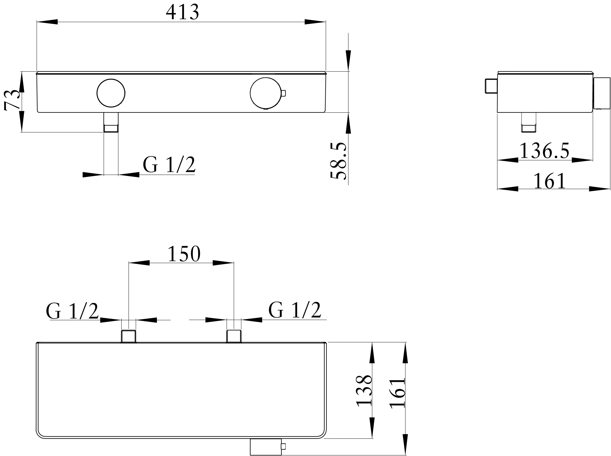 Villeroy & Boch Duschthermostat Infinity Showers, eckig, Chrom, 150x210x495 mm