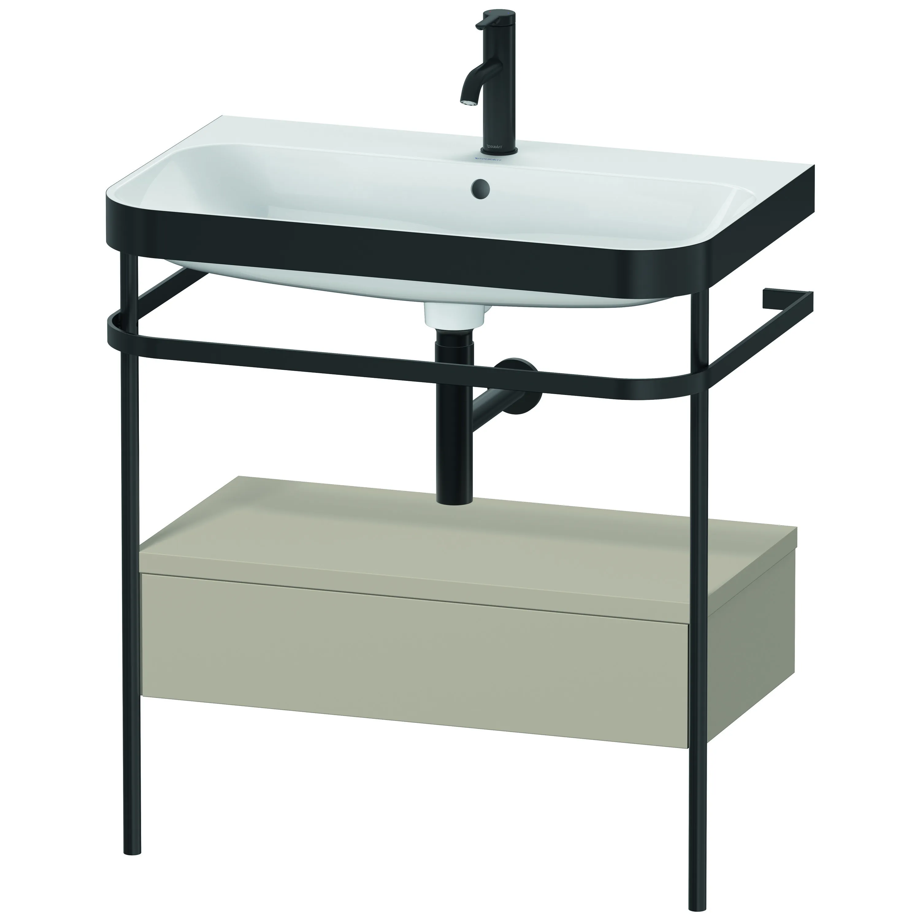 Duravit Waschtischunterschrank mit Metallkonsole „Happy D.2 Plus“ 77,5 × 85 × 49 cm Taupe Seidenmatt Duravit Waschtischunterschrank mit Metallkonsole „Happy D.2 Plus“ 77,5 × 85 × 49 cm Taupe Seidenmatt