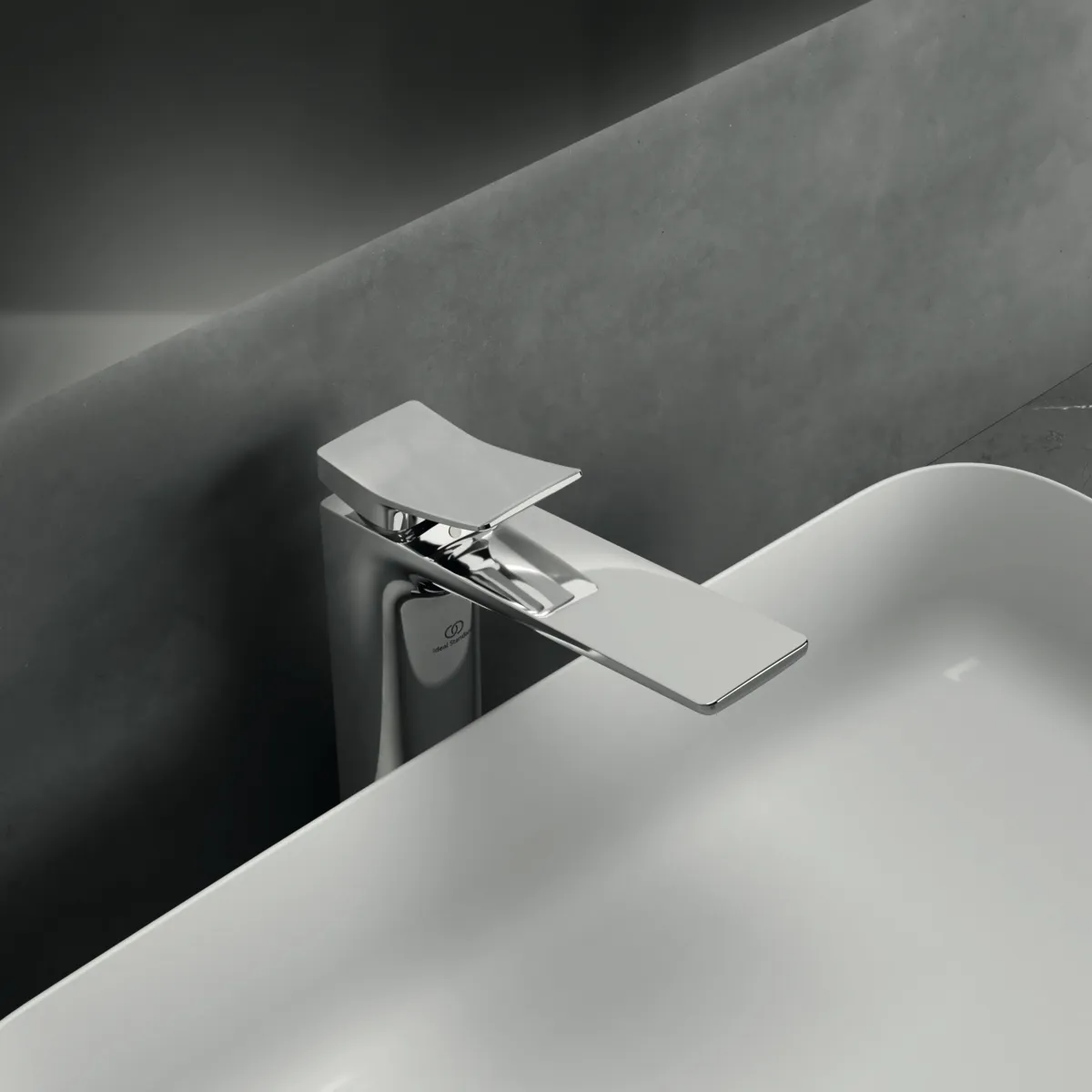 Waschtischarmatur Conca, mit verlängertem Sockel, ohne Ablaufgarnitur, Ausladung 150mm, Brushed Gold Waschtischarmatur Conca, mit verlängertem Sockel, ohne Ablaufgarnitur, Ausladung 150mm, Brushed Gold