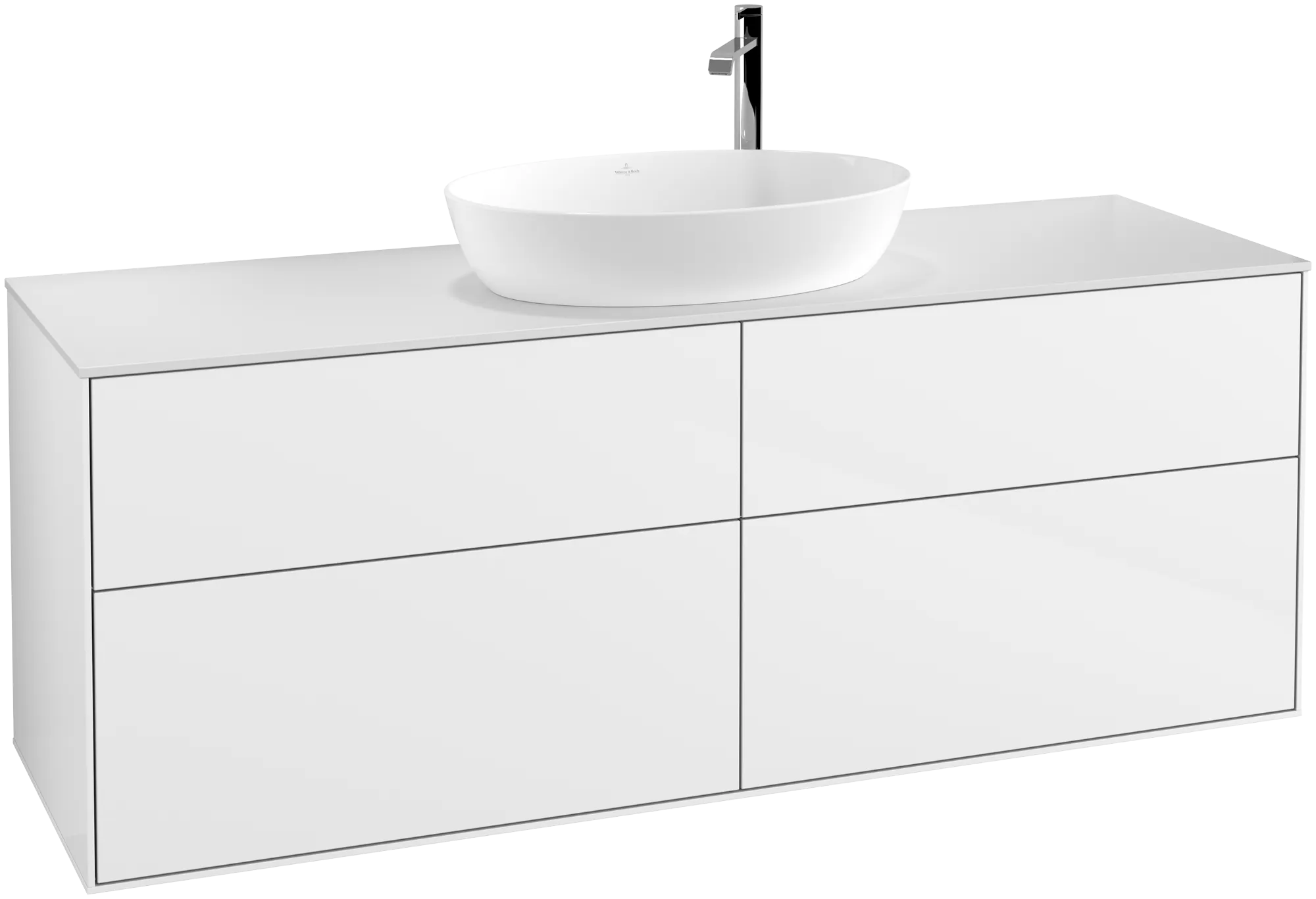 Villeroy & Boch Finion Waschbeckenunterschrank G97 1600x603x501mm Glossy White Lacquer / Glass White Matt