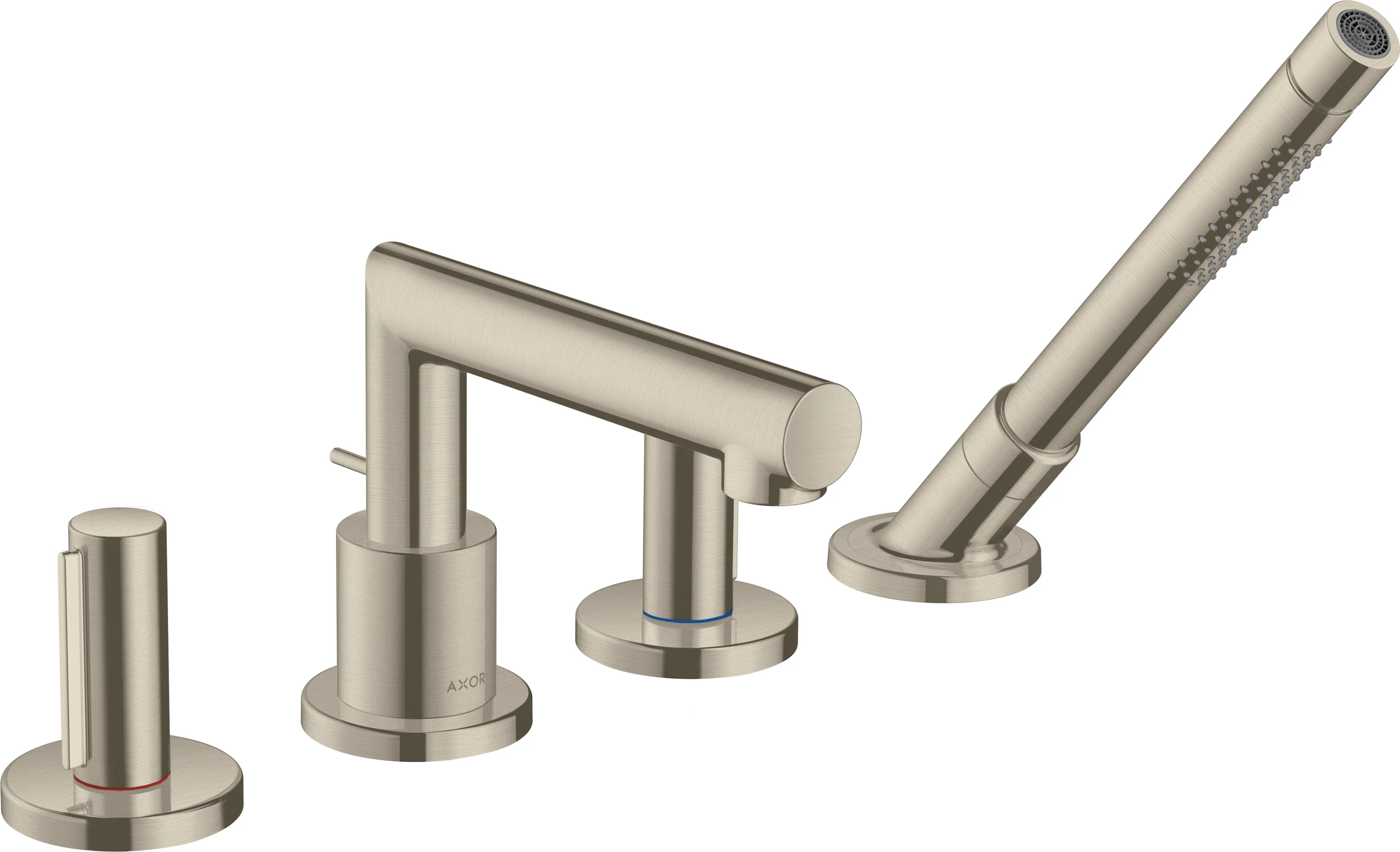 Hansgrohe AXOR Uno 4-Loch Wannenrandarmatur Zerogriff Brushed Nickel, Ausladung 152 mm, max. Durchfluss 22 l/min, Wannenrandmontage Hansgrohe AXOR Uno 4-Loch Wannenrandarmatur Zerogriff Brushed Nickel, Ausladung 152 mm, max. Durchfluss 22 l/min, Wannenrandmontage