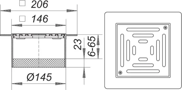 Aufsatz PVC EN 15, Rost verschraubt, 150 x 150 mm