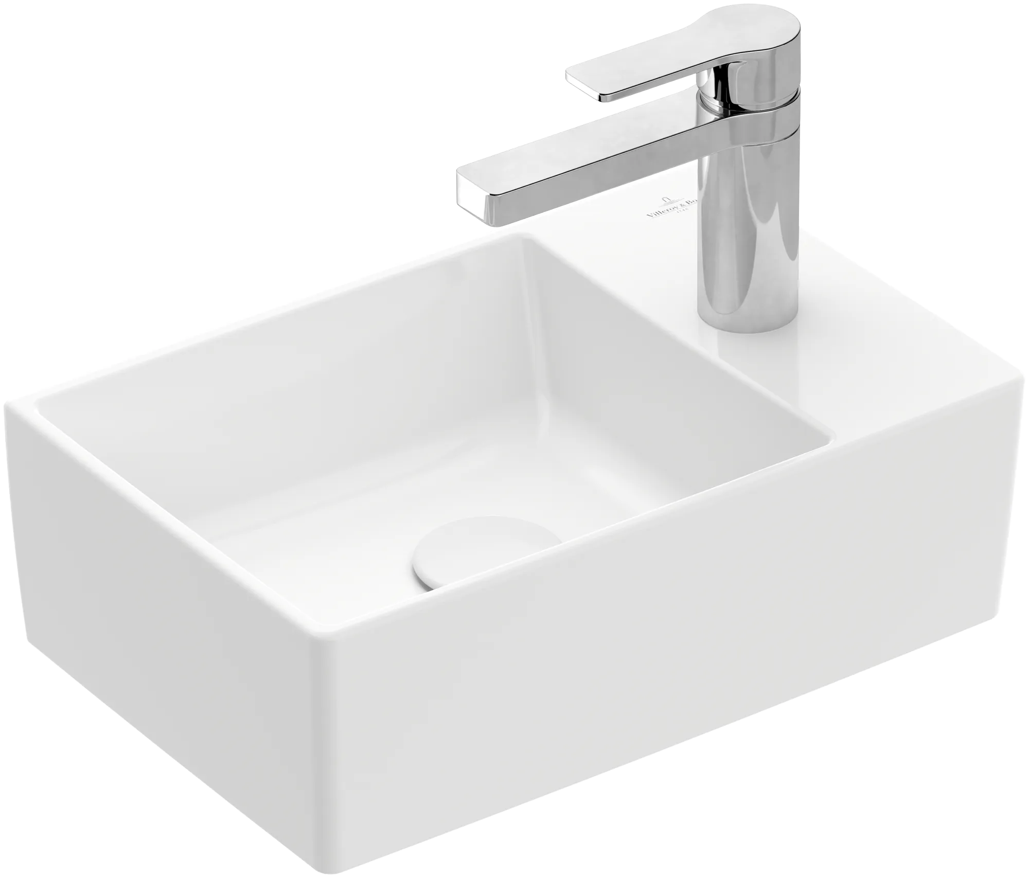 Villeroy & Boch Handwaschbecken aus TitanCeram geschliffen „Memento 2.0“ 400 × 260 × 111 mm, mit Hahnlochbohrung, Hahnlochposition mittig in Weiß Alpin Villeroy & Boch Handwaschbecken aus TitanCeram geschliffen „Memento 2.0“ 400 × 260 × 111 mm, mit Hahnlochbohrung, Hahnlochposition mittig in Weiß Alpin