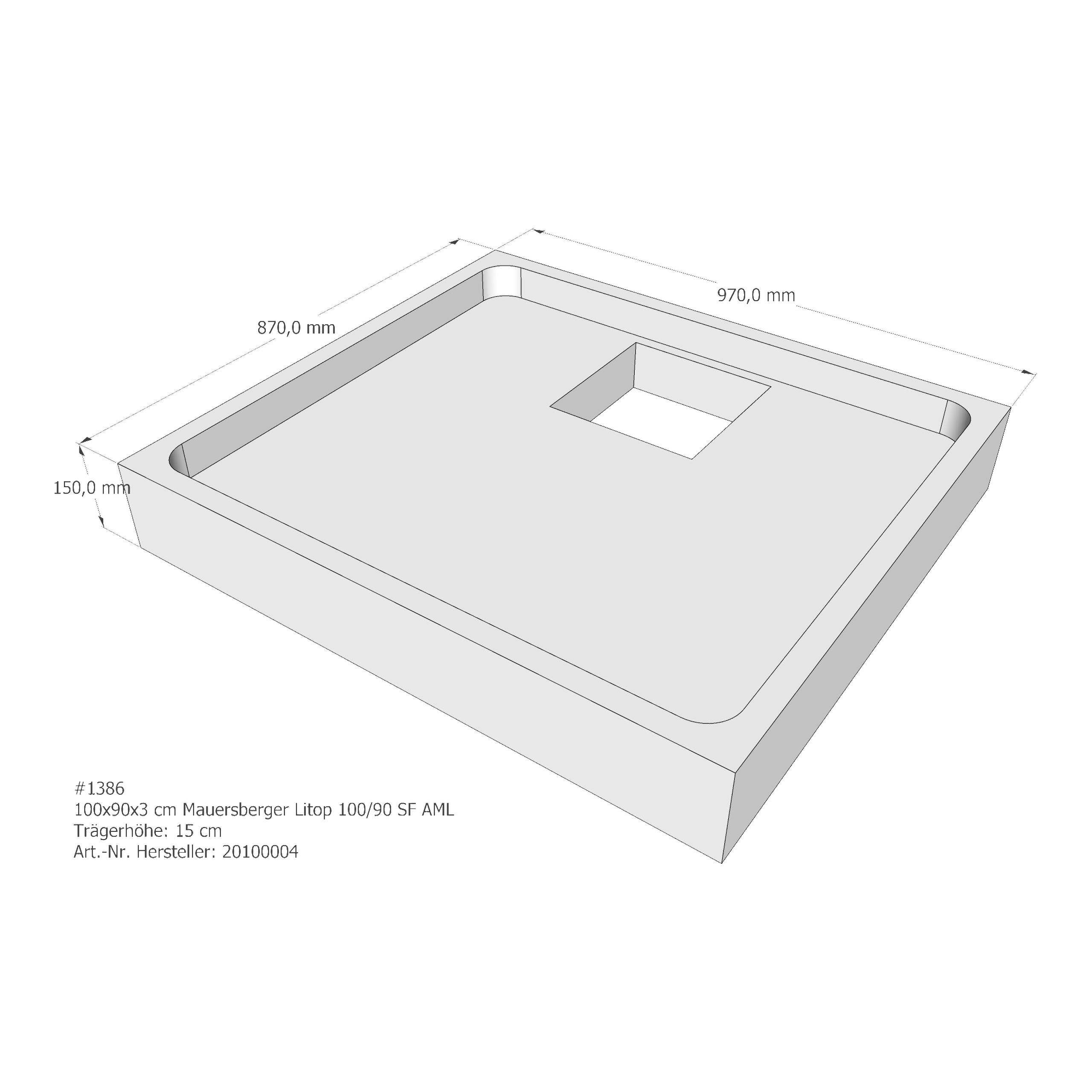 Duschwannenträger Mauersberger Litop 100/90 SF 100x90x3 cm rechteckig AML200