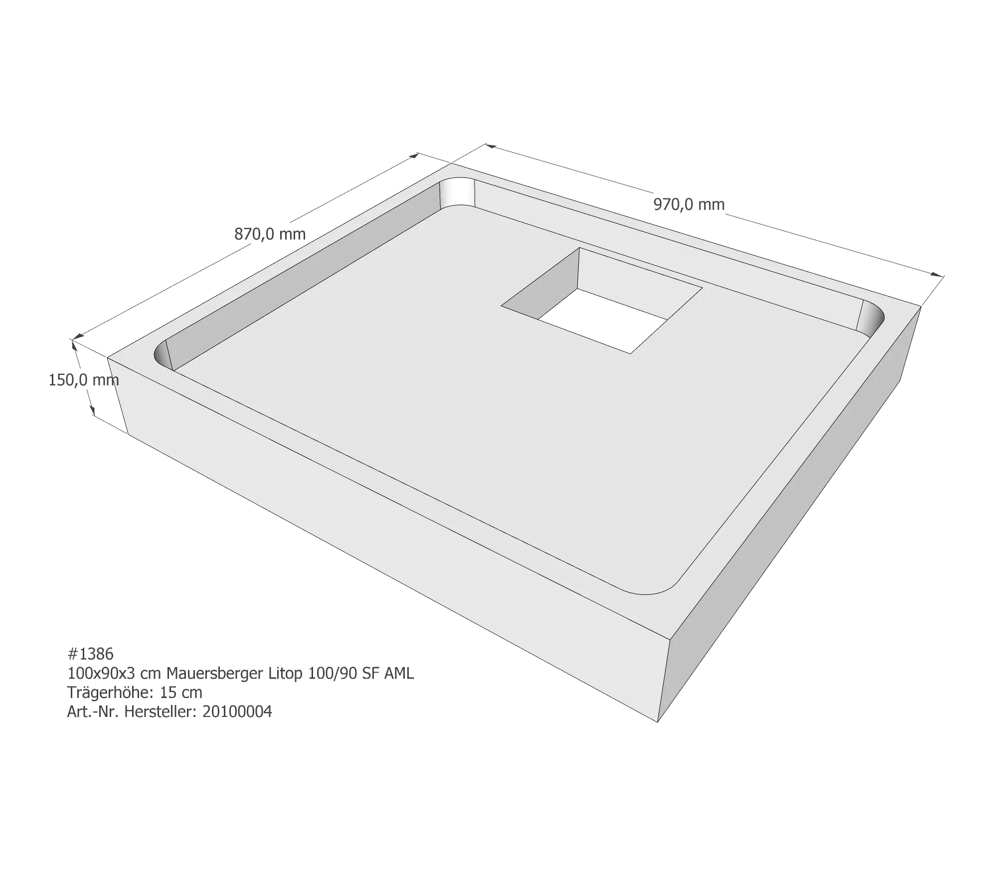 Duschwannenträger für Mauersberger Litop 100/90 SF 100 × 90 × 3 cm Duschwannenträger für Mauersberger Litop 100/90 SF 100 × 90 × 3 cm