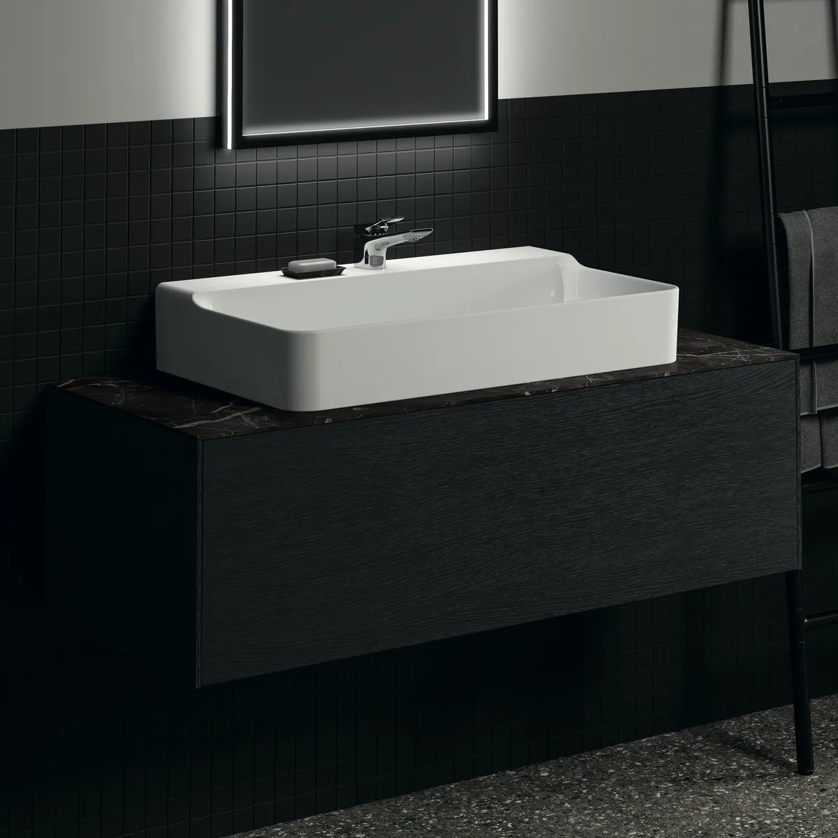 Ideal Standard Waschtischunterschrank „Conca“ 120 × 36 × 50,5 cm Eiche geflammt Furnier