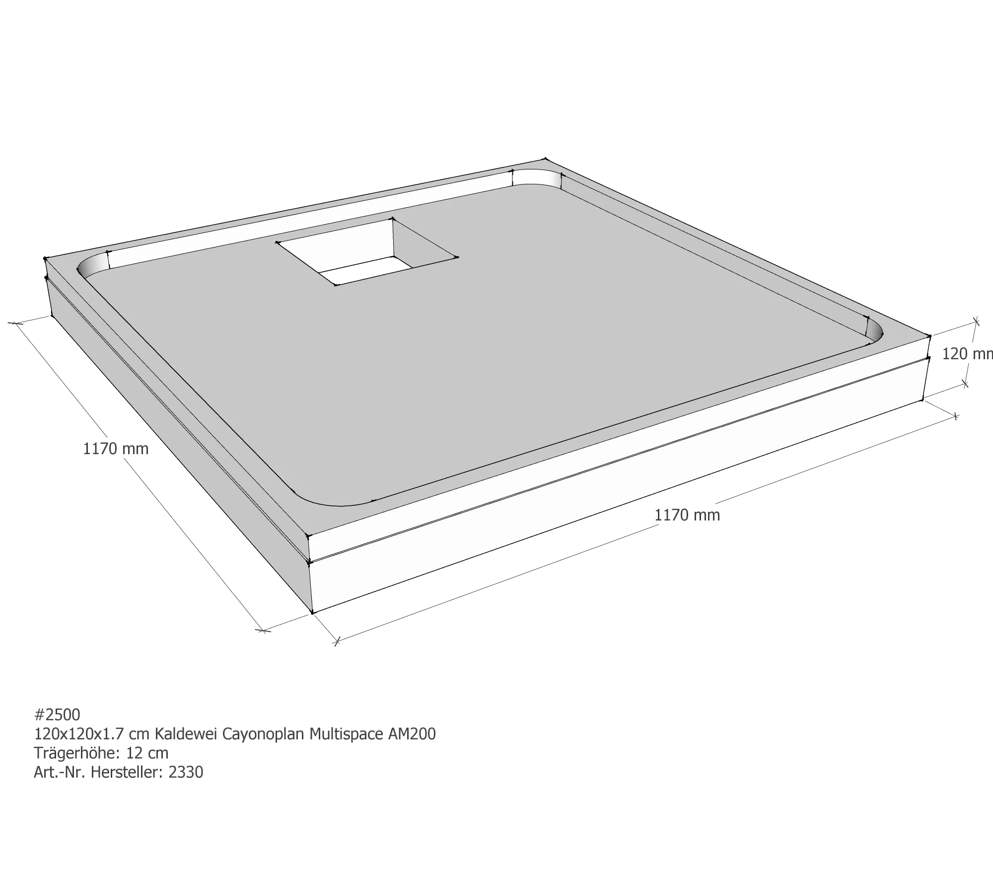 Duschwannenträger für Kaldewei 120 × 120 × 1,7 cm Duschwannenträger für Kaldewei 120 × 120 × 1,7 cm