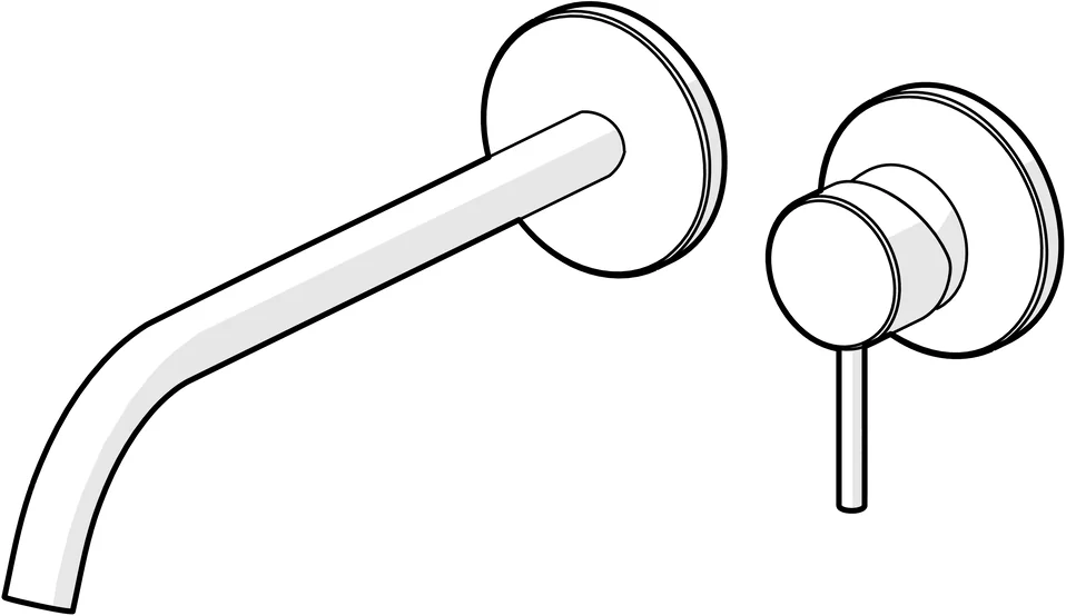 HansaPUBLIC Waschtischarmatur Einhebelmischer Fertigset für Waschtisch-Batterie 5795 Rosette rund Ausladung 300 mm Matt-Schwarz