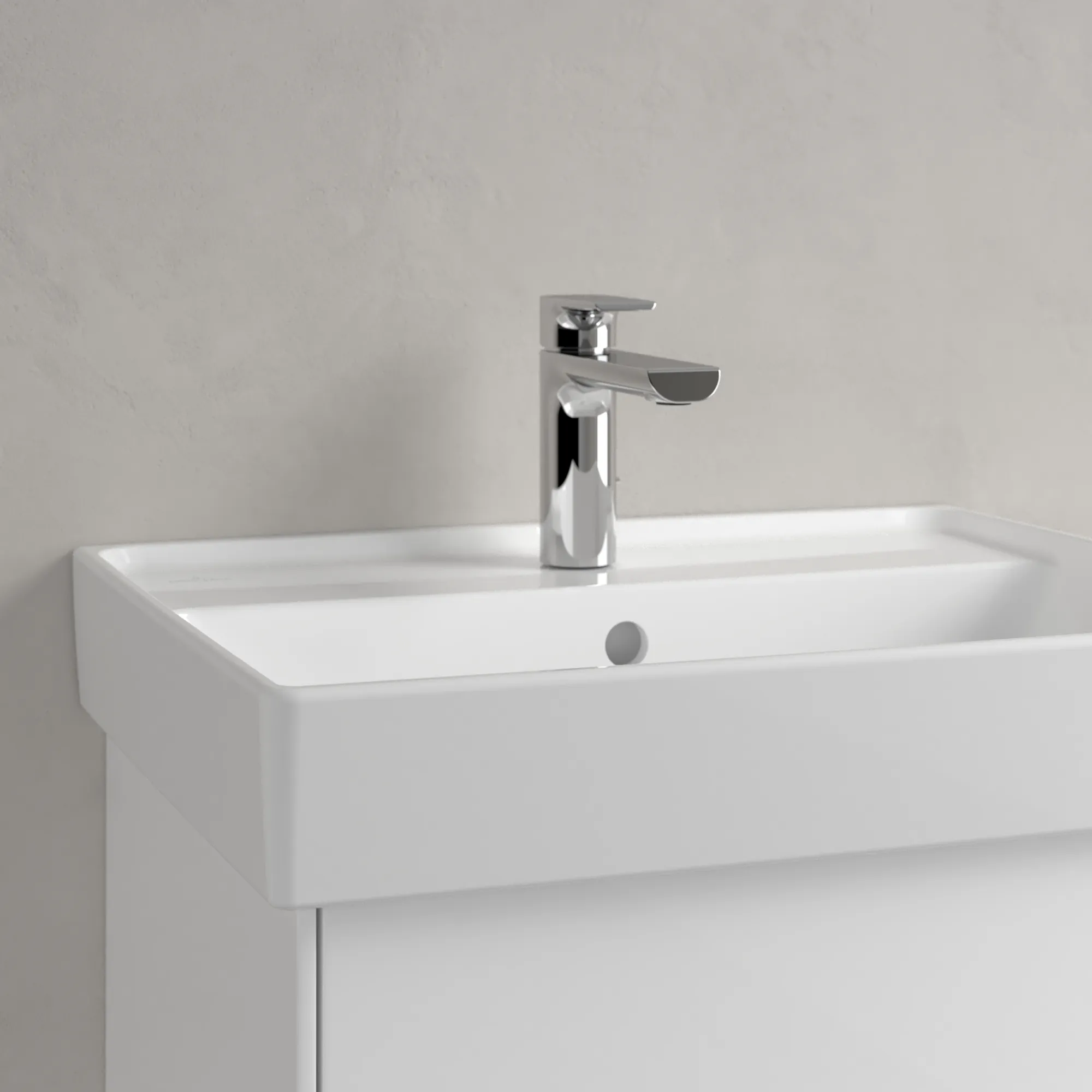 Villeroy & Boch Collaro Wandwaschbecken, 550x440x160mm, weiß Alpin CeramicPlus, Rechteckform mit Überlauf, TitanCeram Material