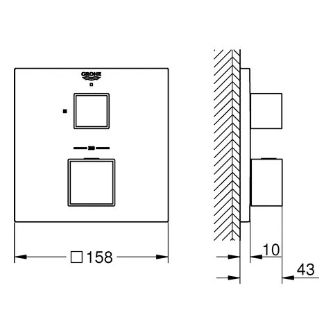 Thermostat-Brausebatterie Grohtherm Cube 24153, Fertigmontageset für Rapido SmartBox, chrom Thermostat-Brausebatterie Grohtherm Cube 24153, Fertigmontageset für Rapido SmartBox, chrom
