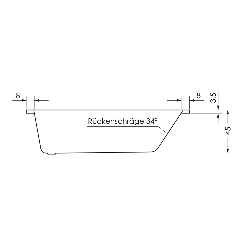 repaBAD Badewanne „Livorno Mono“ rechteck 170 × 70 cm in Weiß