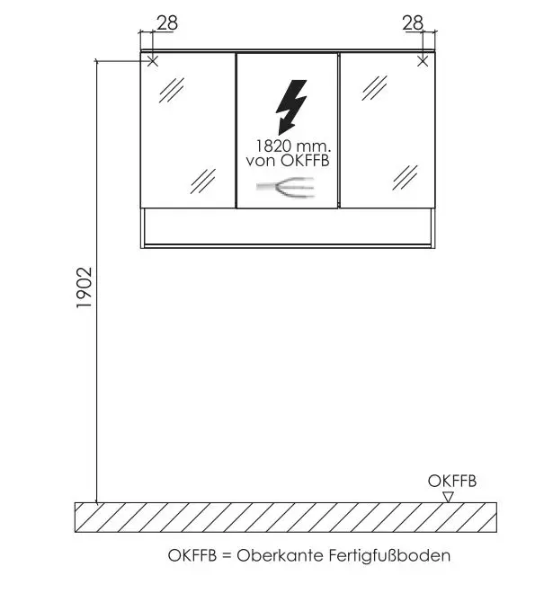 Laguna Spiegelschrank 3-türig mit LED-Leuchte „Wings“ 900 × 810 × 150 mm Laguna Spiegelschrank 3-türig mit LED-Leuchte „Wings“ 900 × 810 × 150 mm